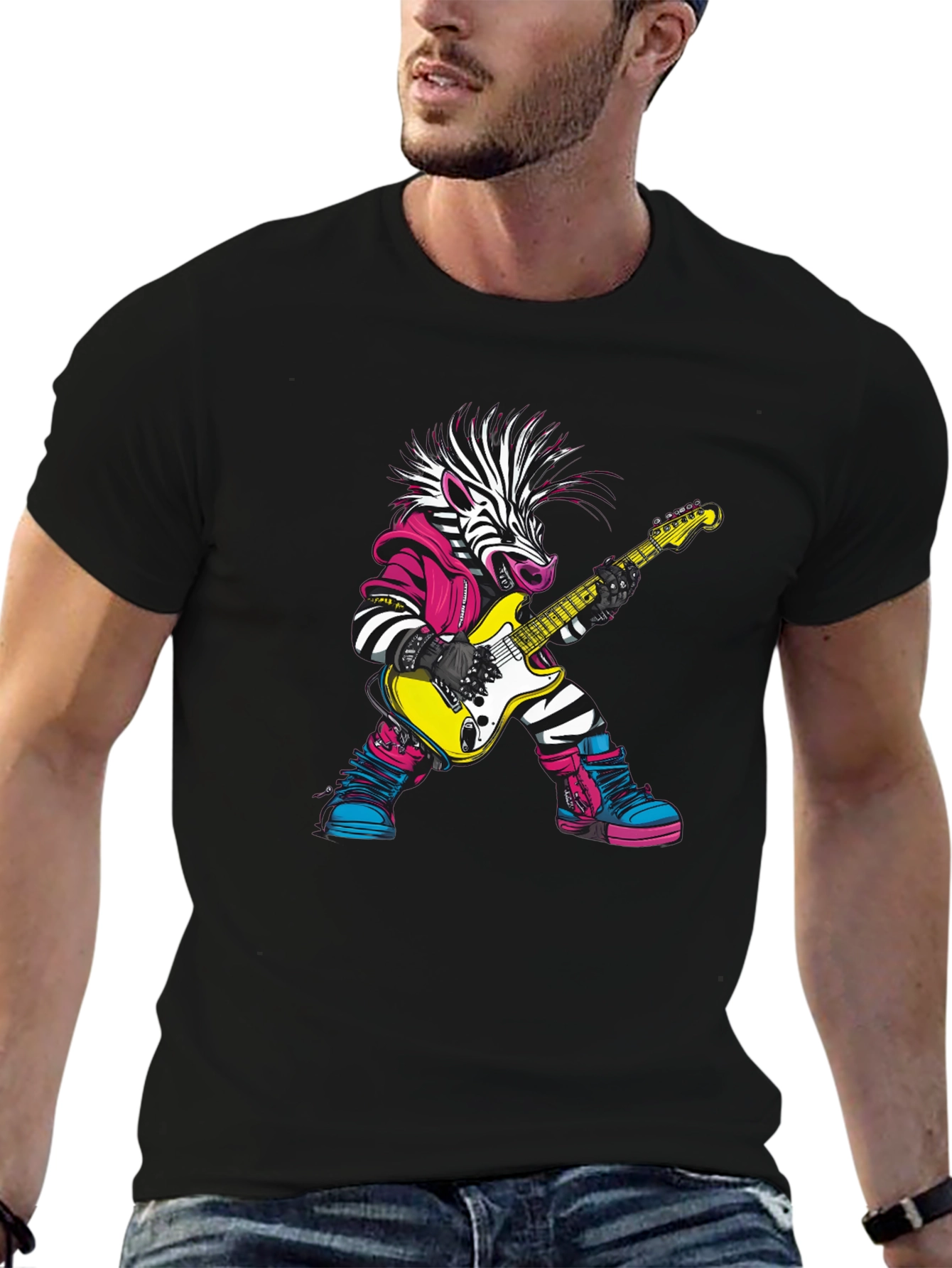 Zebra Guitarist Graphic Tee