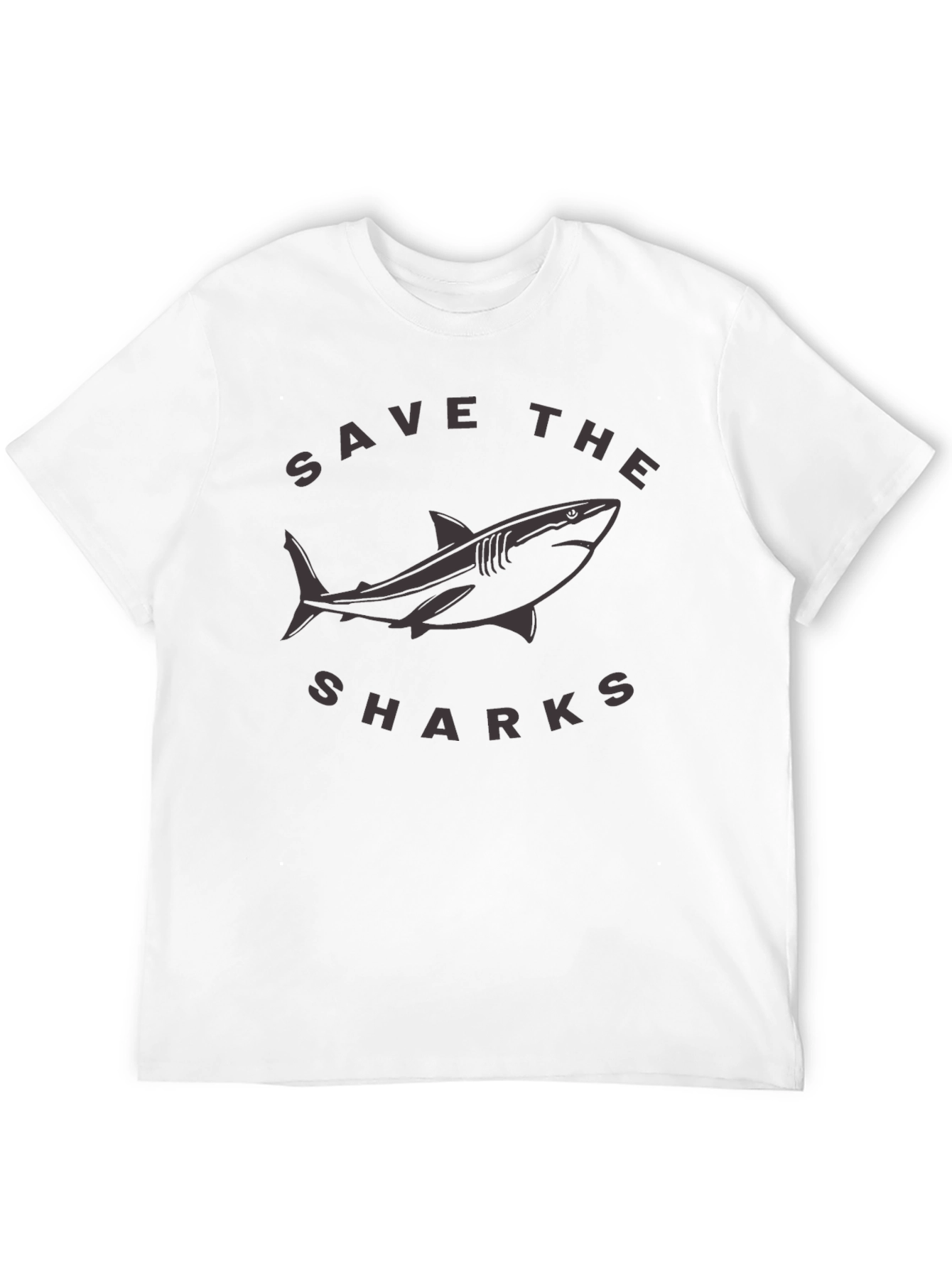 Save the Sharks Graphic Tee - Black Cotton T-Shirt