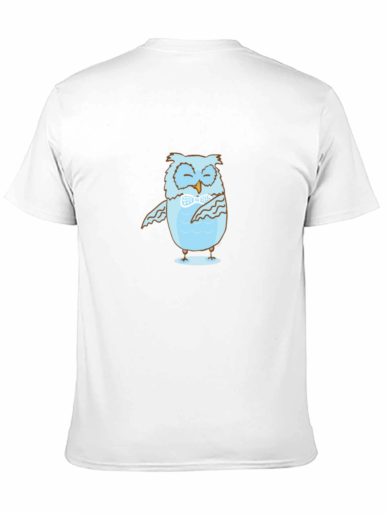 Mens Black T-Shirt with Blue Owl Design