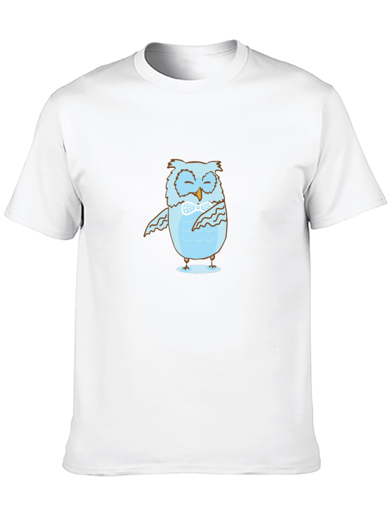 Mens Black T-Shirt with Blue Owl Design