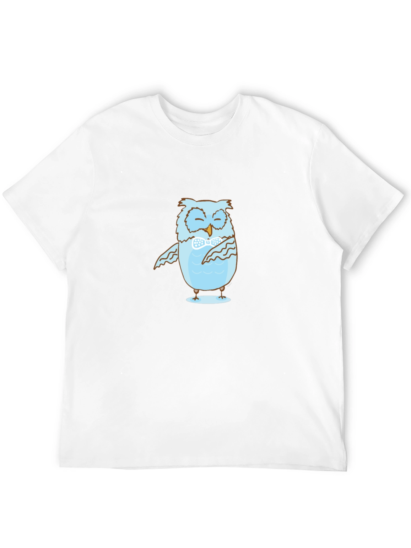 Mens Black T-Shirt with Blue Owl Design