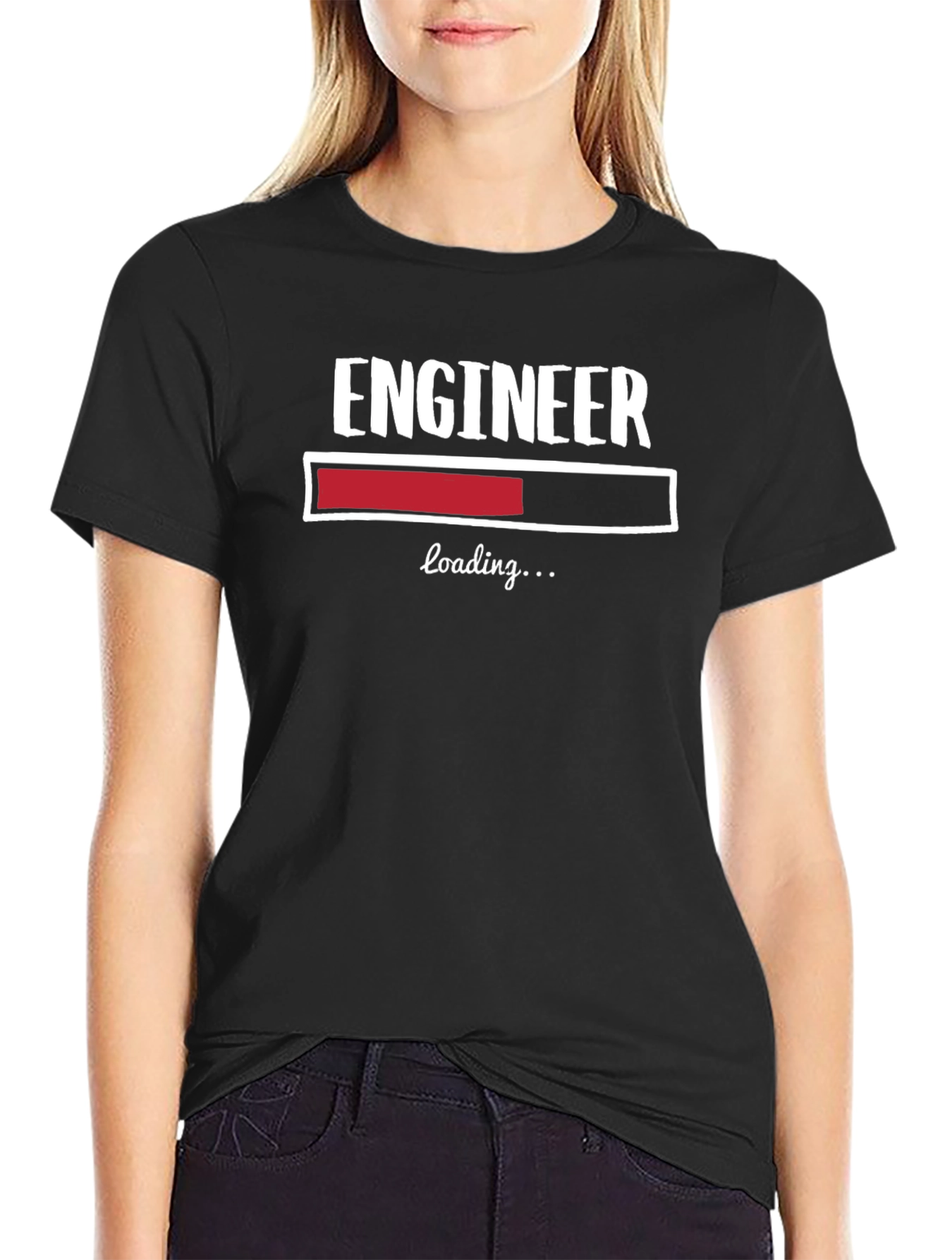 Engineer Loading Funny Graphic T-Shirt - Black