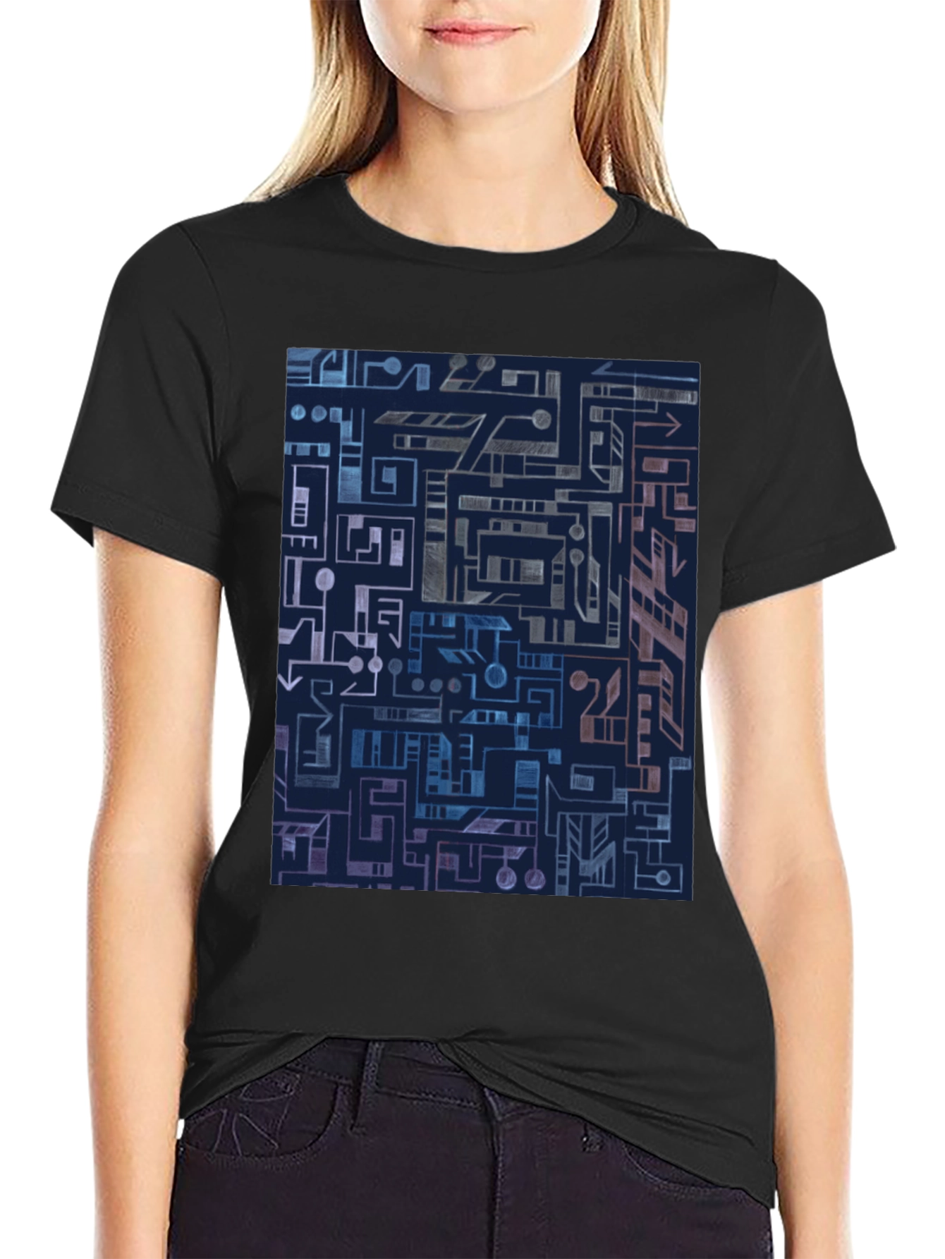 Abstract Geometric Circuit Board Graphic Tee