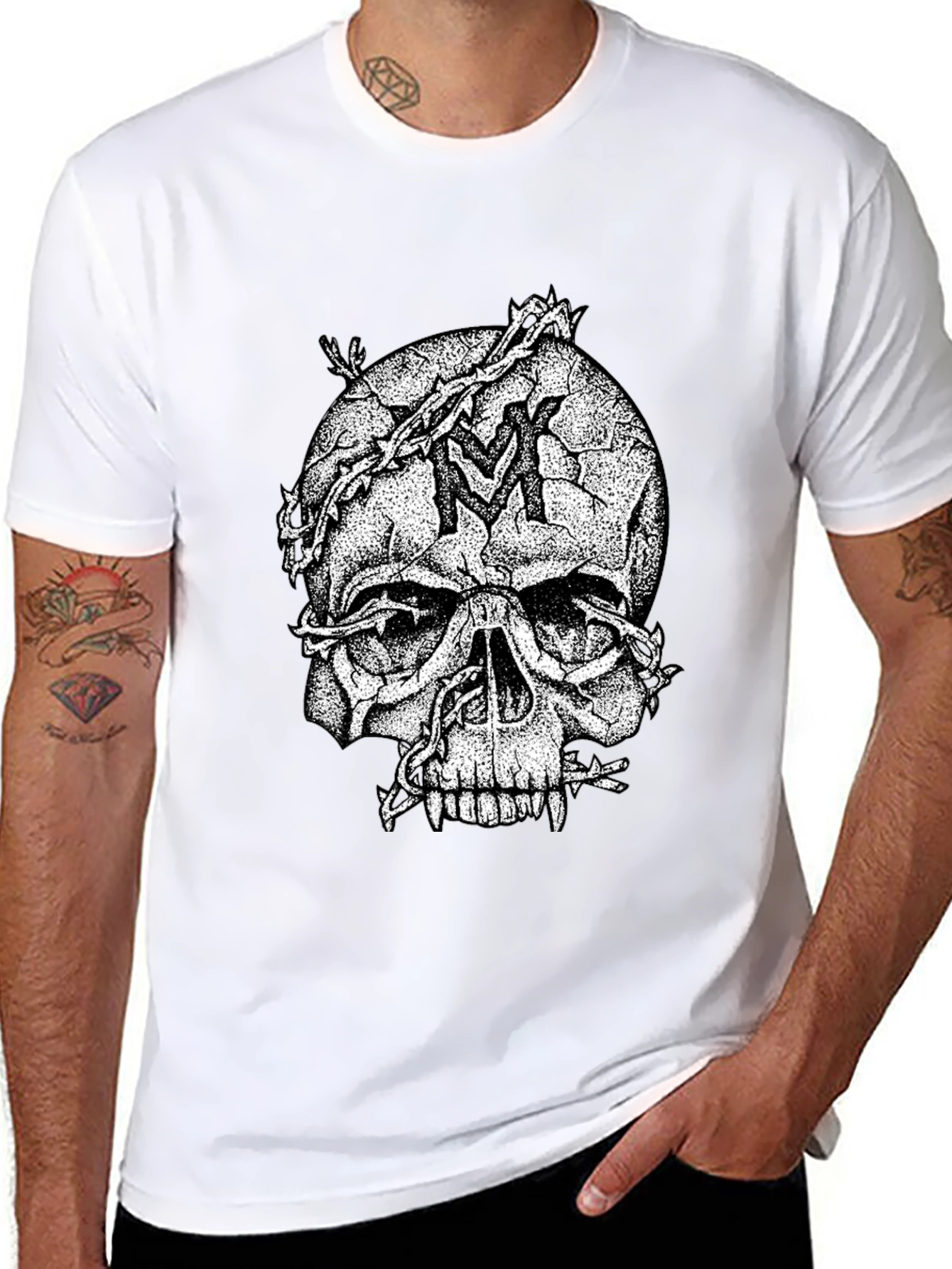 Skull & Vines Graphic Tee - Black