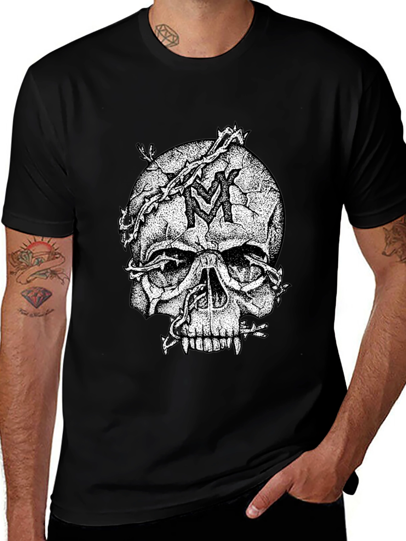 Skull & Vines Graphic Tee - Black