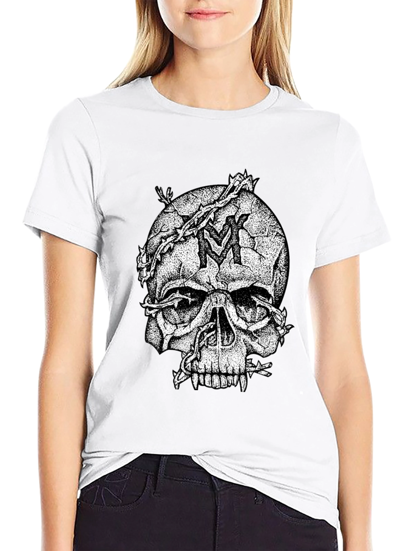 Skull & Vines Graphic Tee - Black