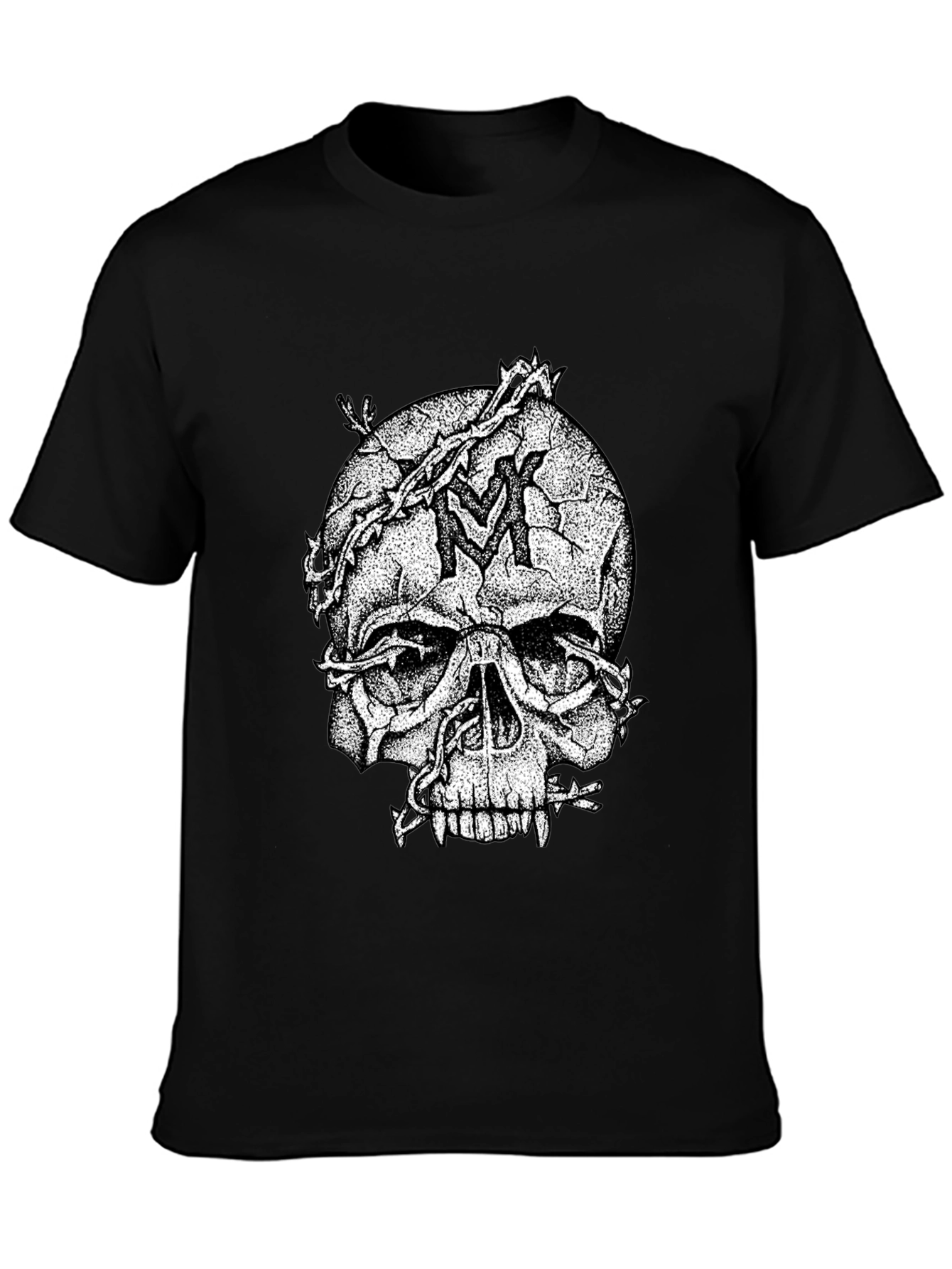 Skull & Vines Graphic Tee - Black