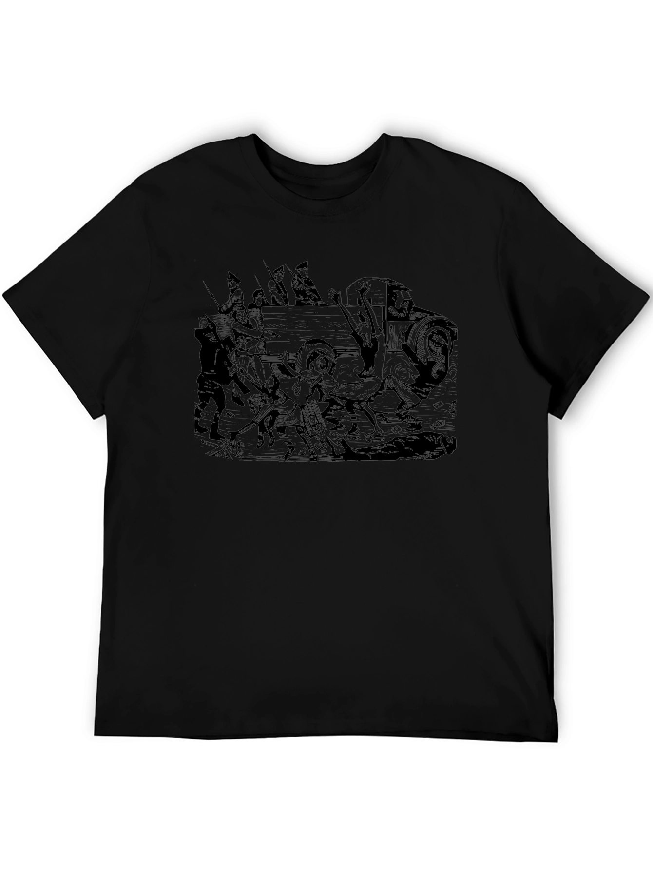 Chariot Race Graphic Tee - Black Cotton T-Shirt