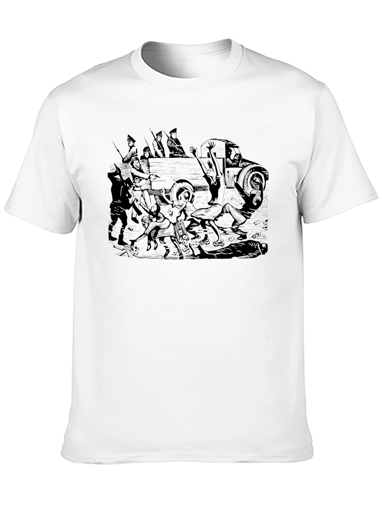 Chariot Race Graphic Tee - Black Cotton T-Shirt