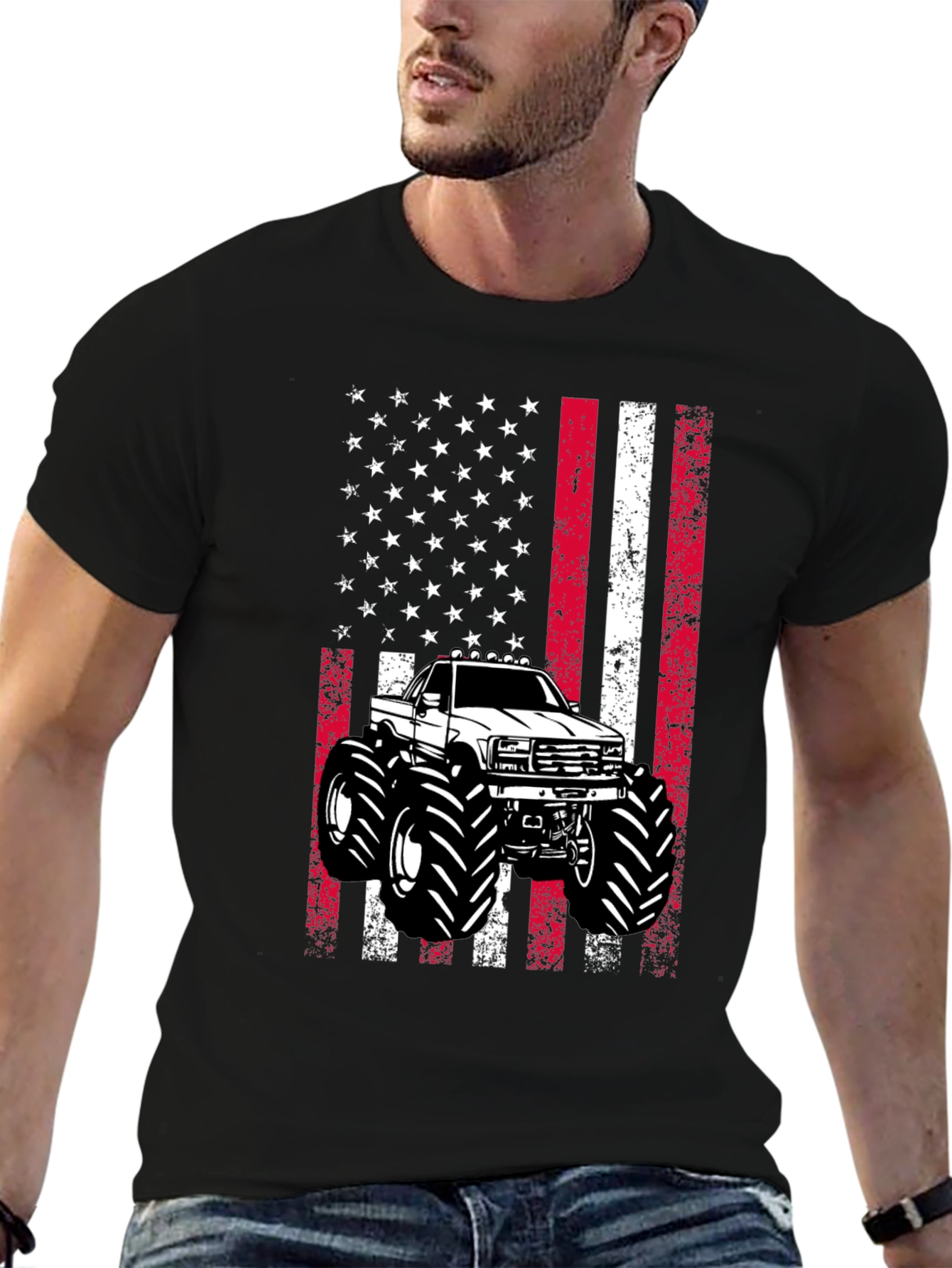 American Flag Monster Truck Graphic Tee