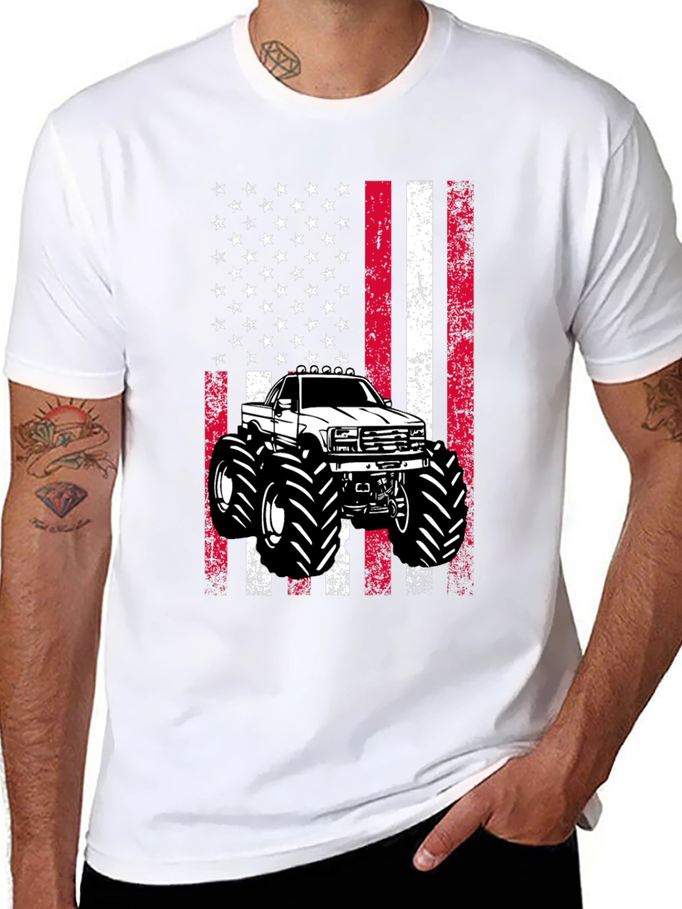 American Flag Monster Truck Graphic Tee