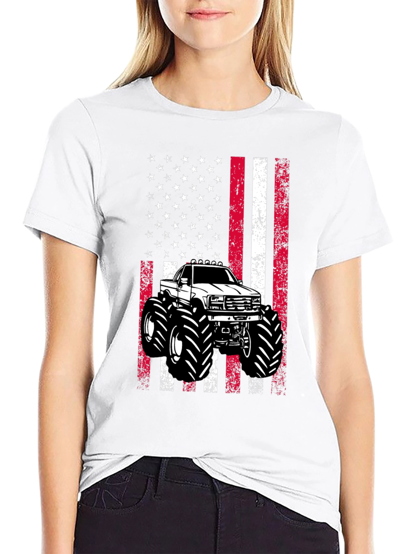 American Flag Monster Truck Graphic Tee