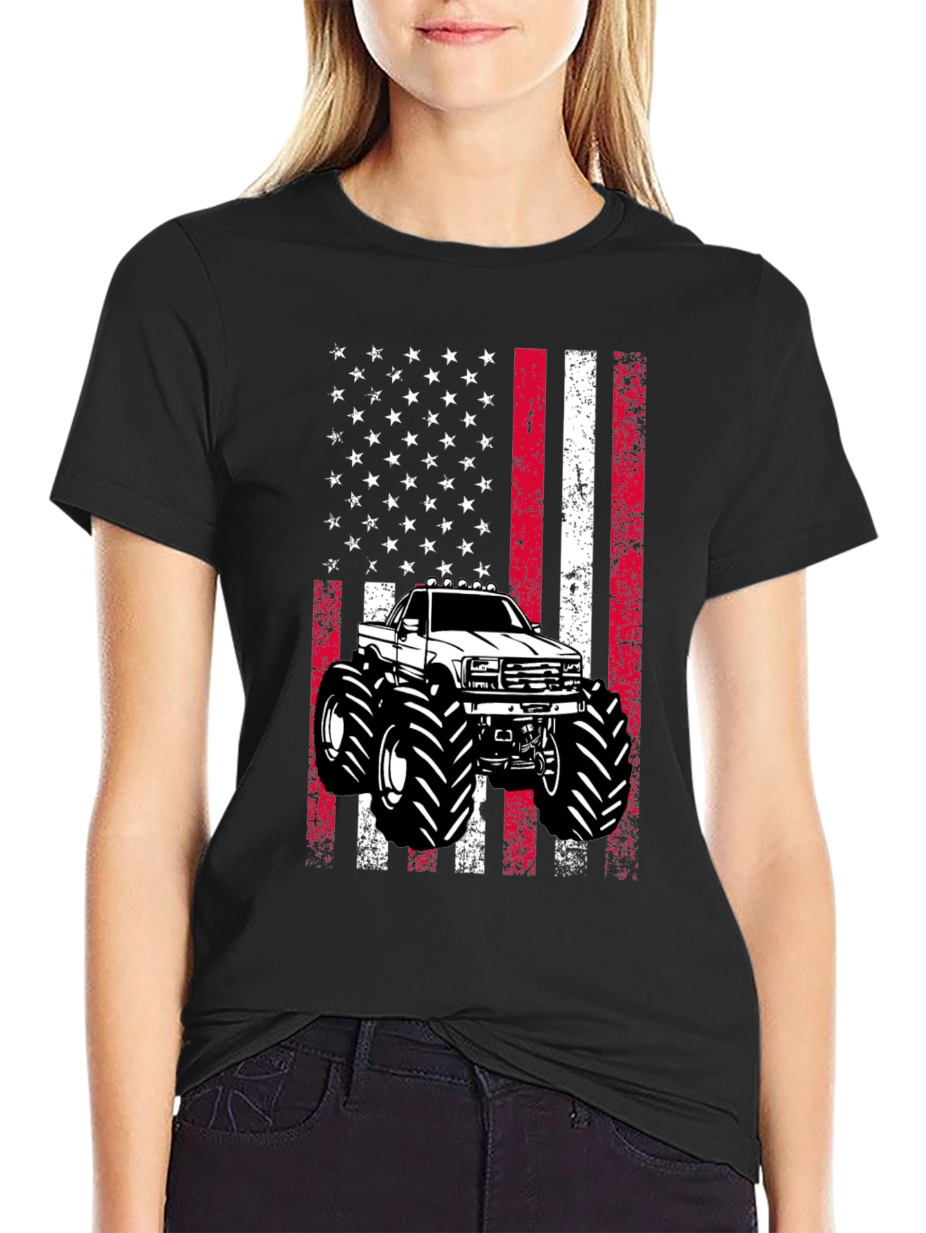 American Flag Monster Truck Graphic Tee