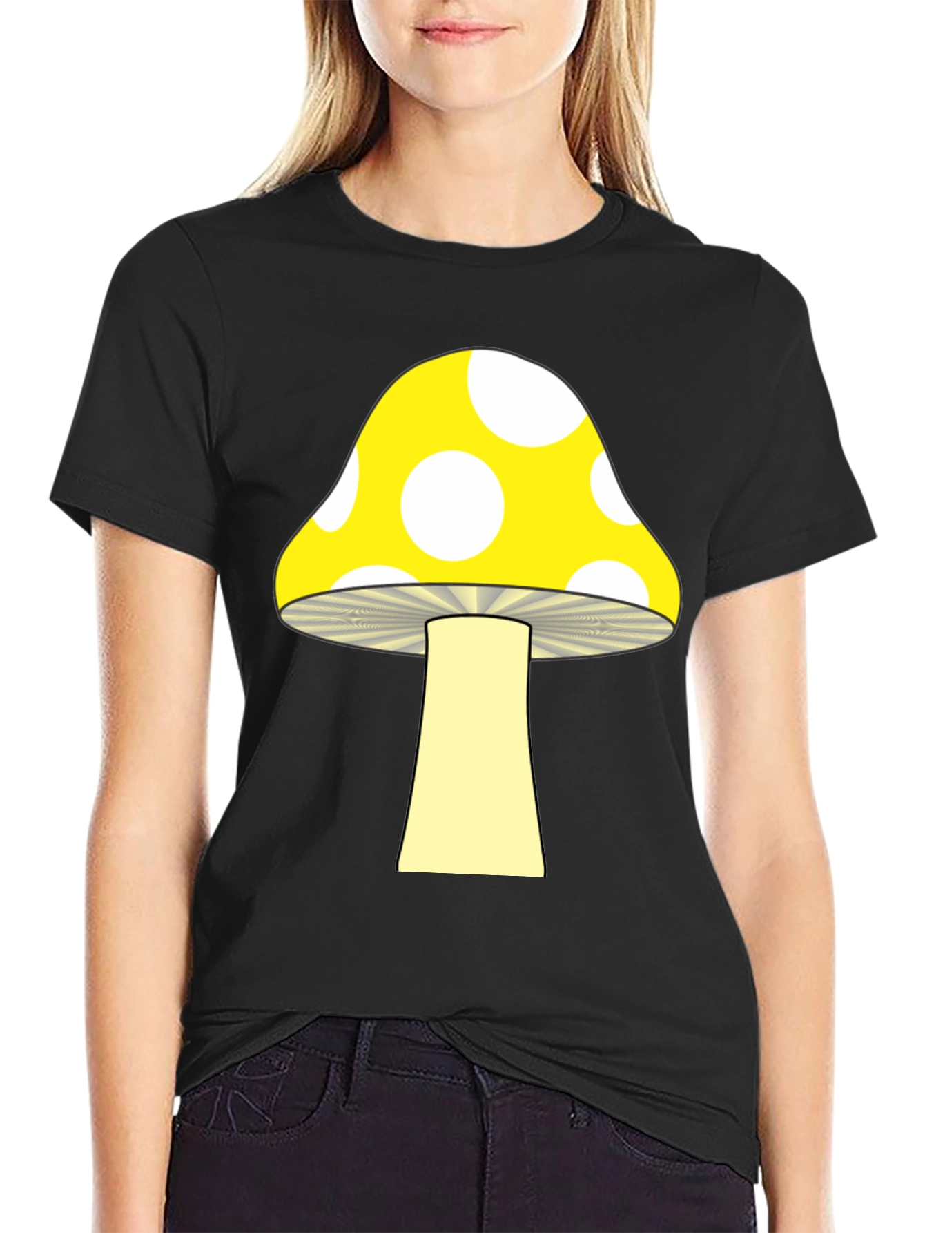 Mushroom Graphic Tee - Funky Black T-Shirt