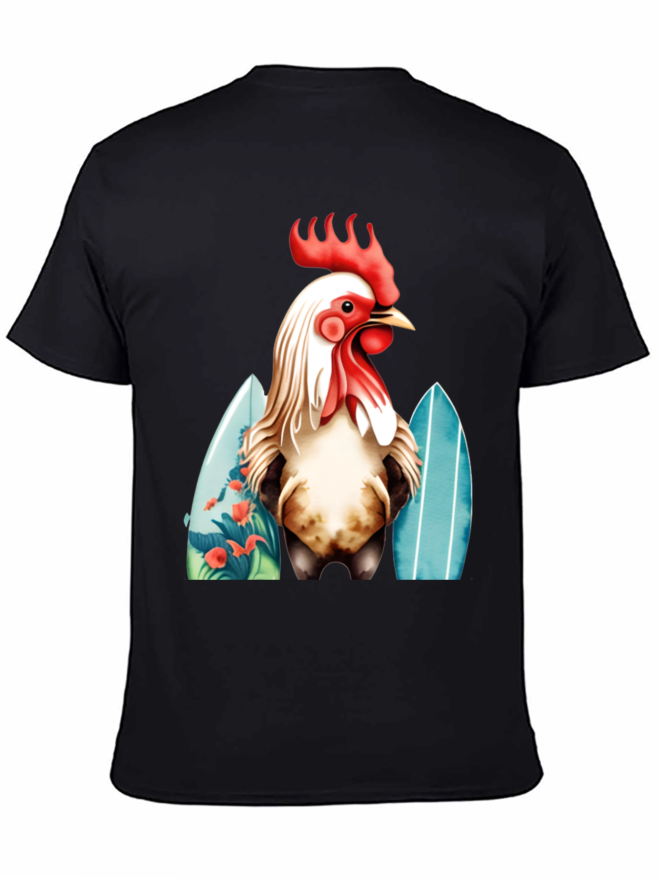 Rooster Surfboard Graphic T-Shirt