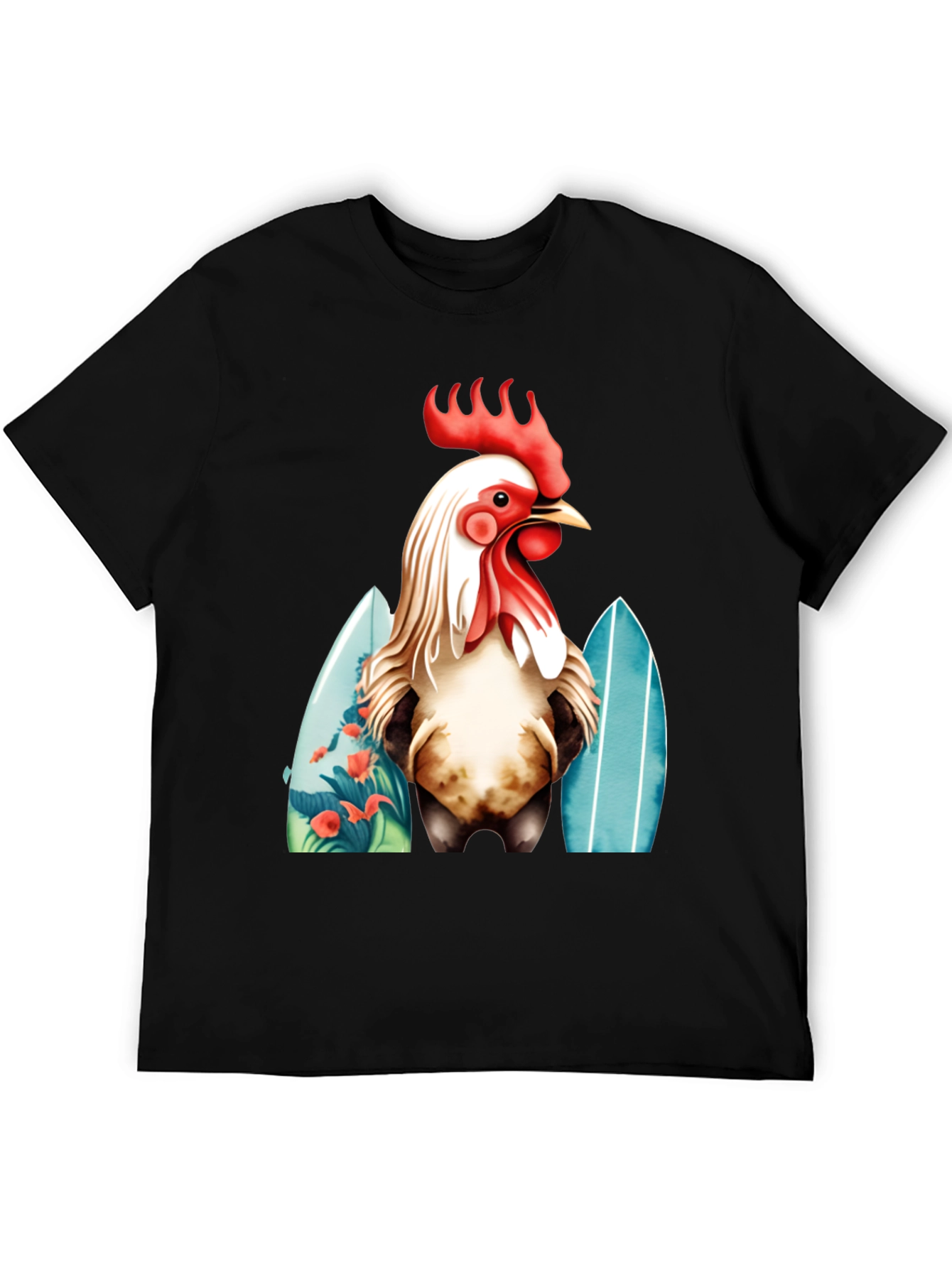 Rooster Surfboard Graphic T-Shirt
