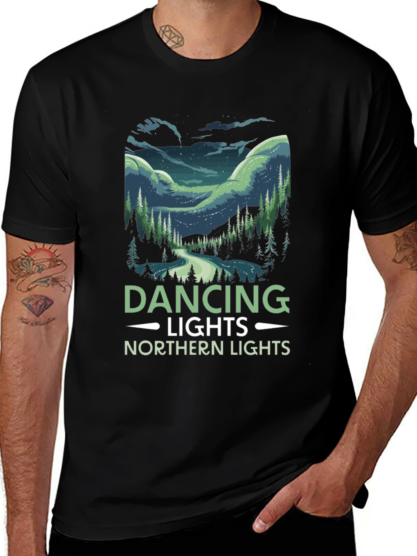 Dancing Lights Northern Lights Graphic T-Shirt