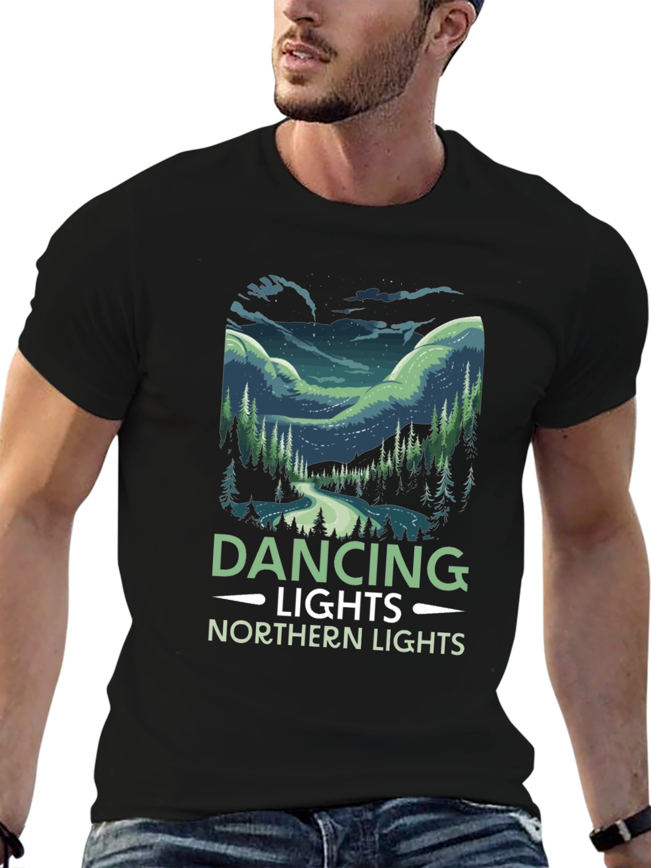 Dancing Lights Northern Lights Graphic T-Shirt