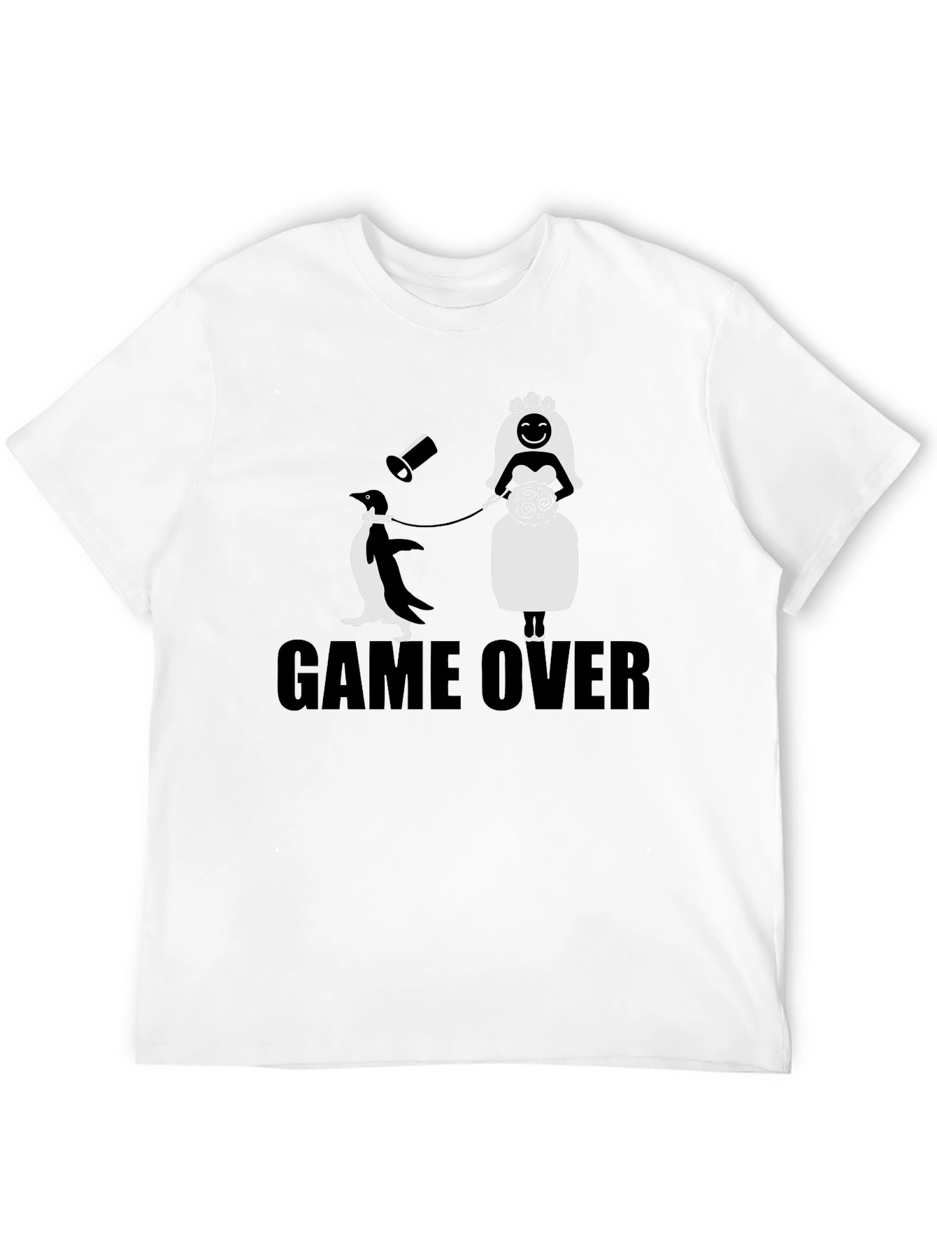 Game Over Groom Penguin Wedding T-Shirt