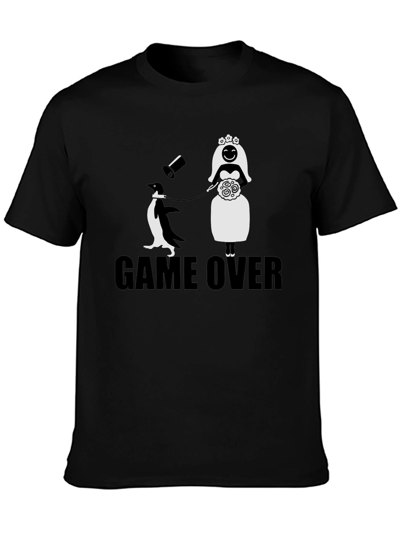 Game Over Groom Penguin Wedding T-Shirt