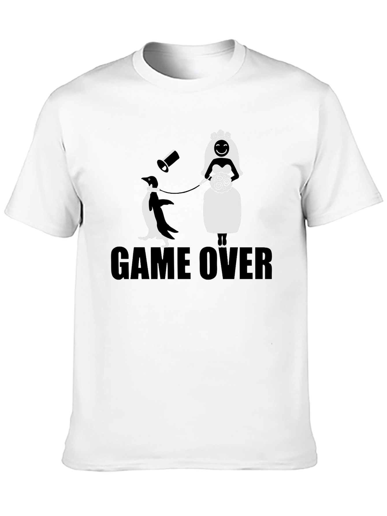 Game Over Groom Penguin Wedding T-Shirt