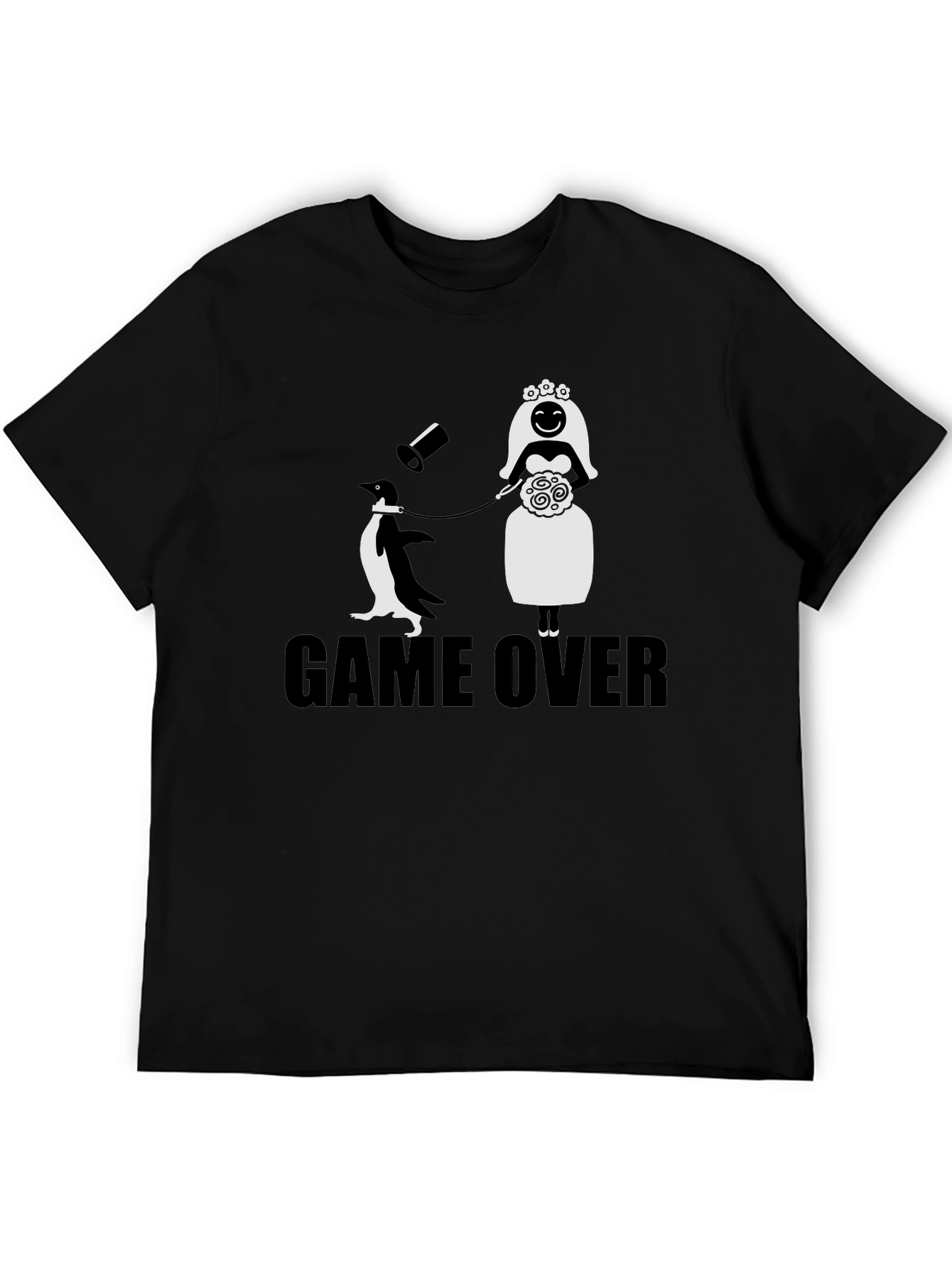 Game Over Groom Penguin Wedding T-Shirt