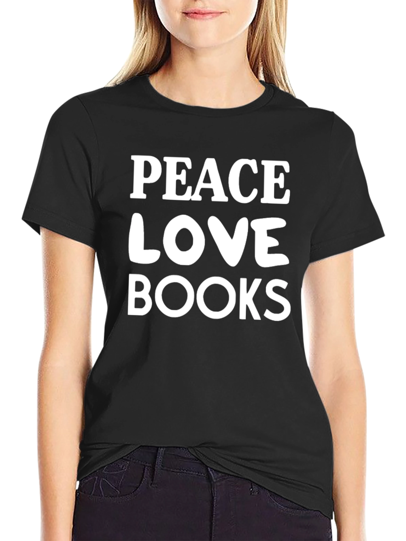 Peace Love Books T-Shirt - Stylish Reader Tee