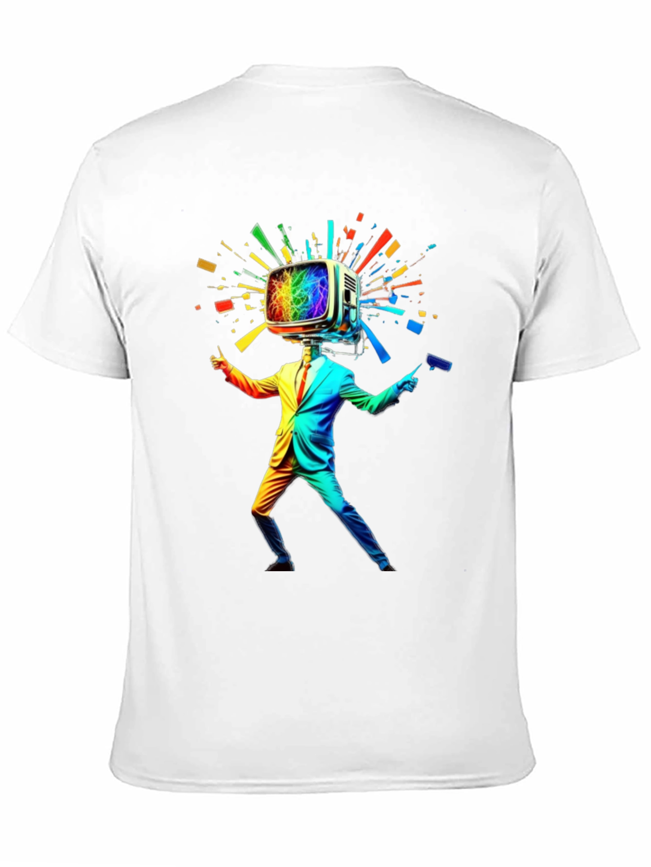 Rainbow TV Head Man Black T-Shirt