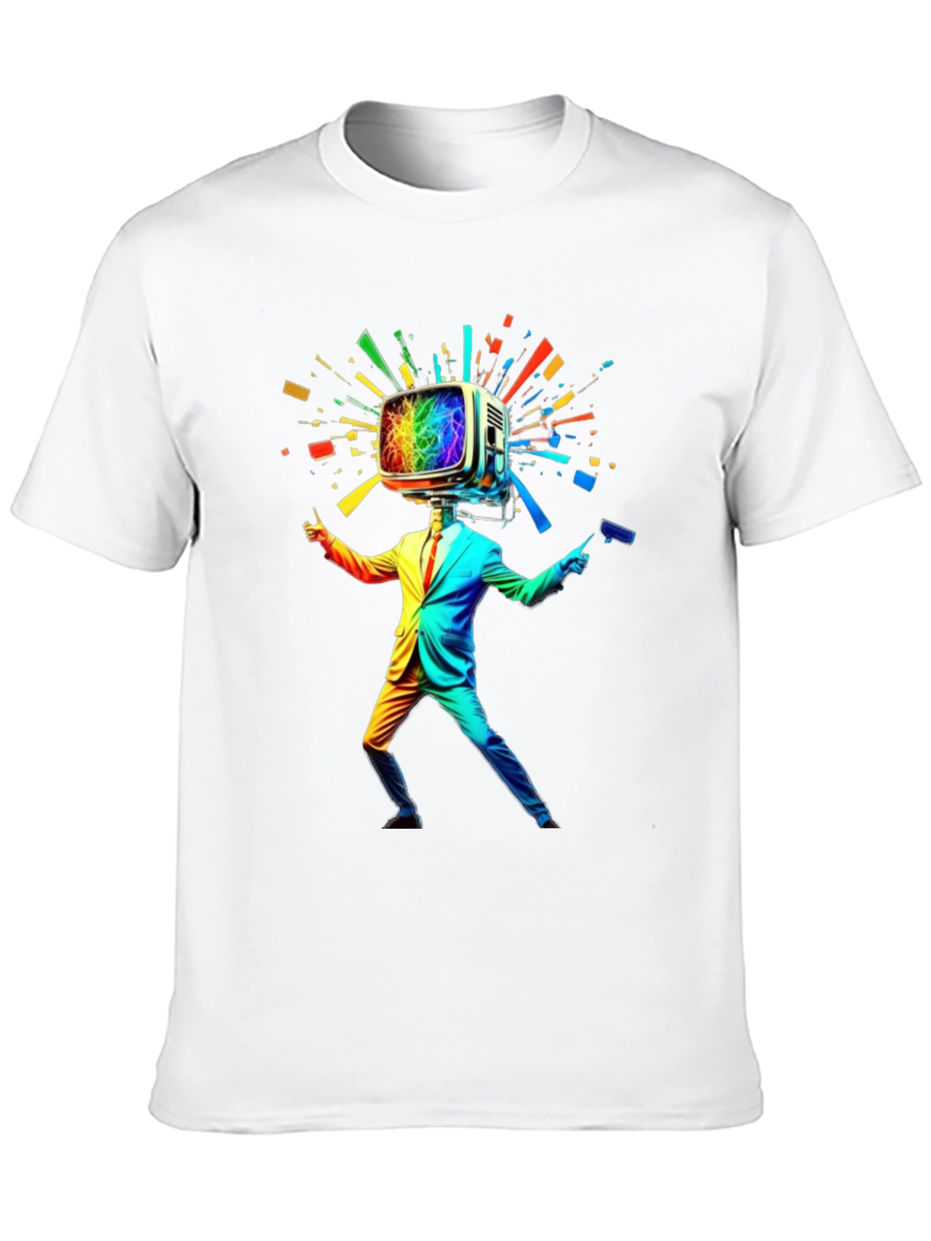 Rainbow TV Head Man Black T-Shirt