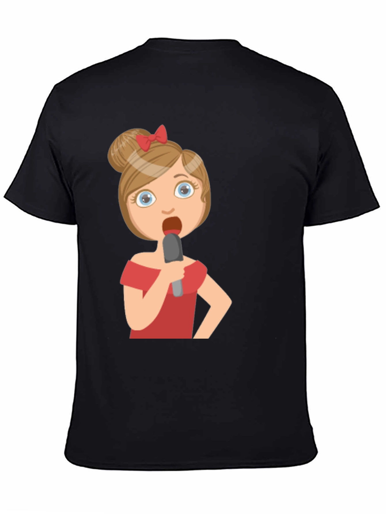 Singing Girl Graphic Tee - Black Cotton Blend