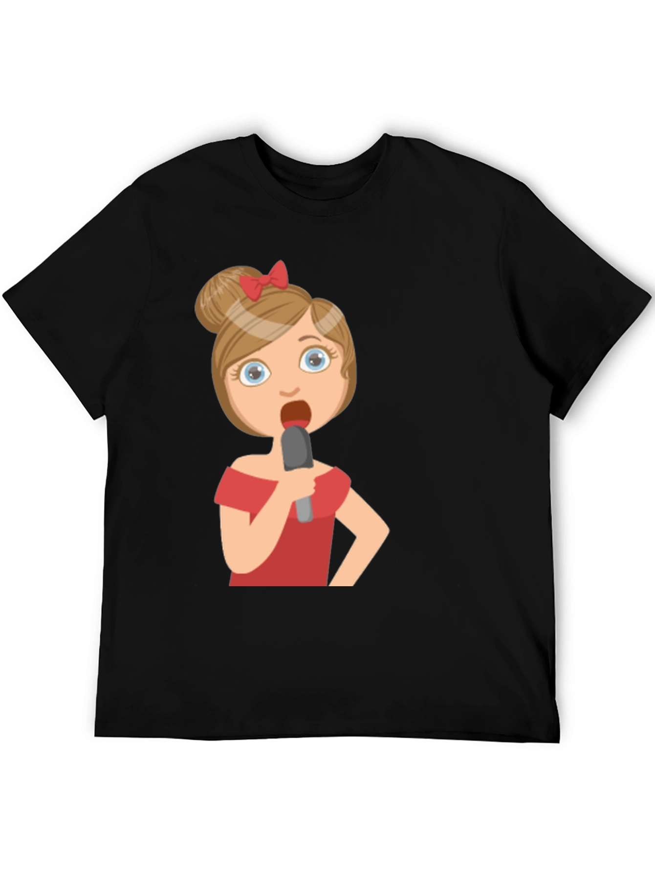 Singing Girl Graphic Tee - Black Cotton Blend