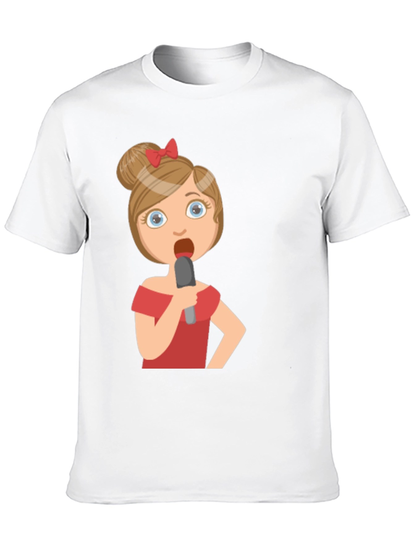 Singing Girl Graphic Tee - Black Cotton Blend