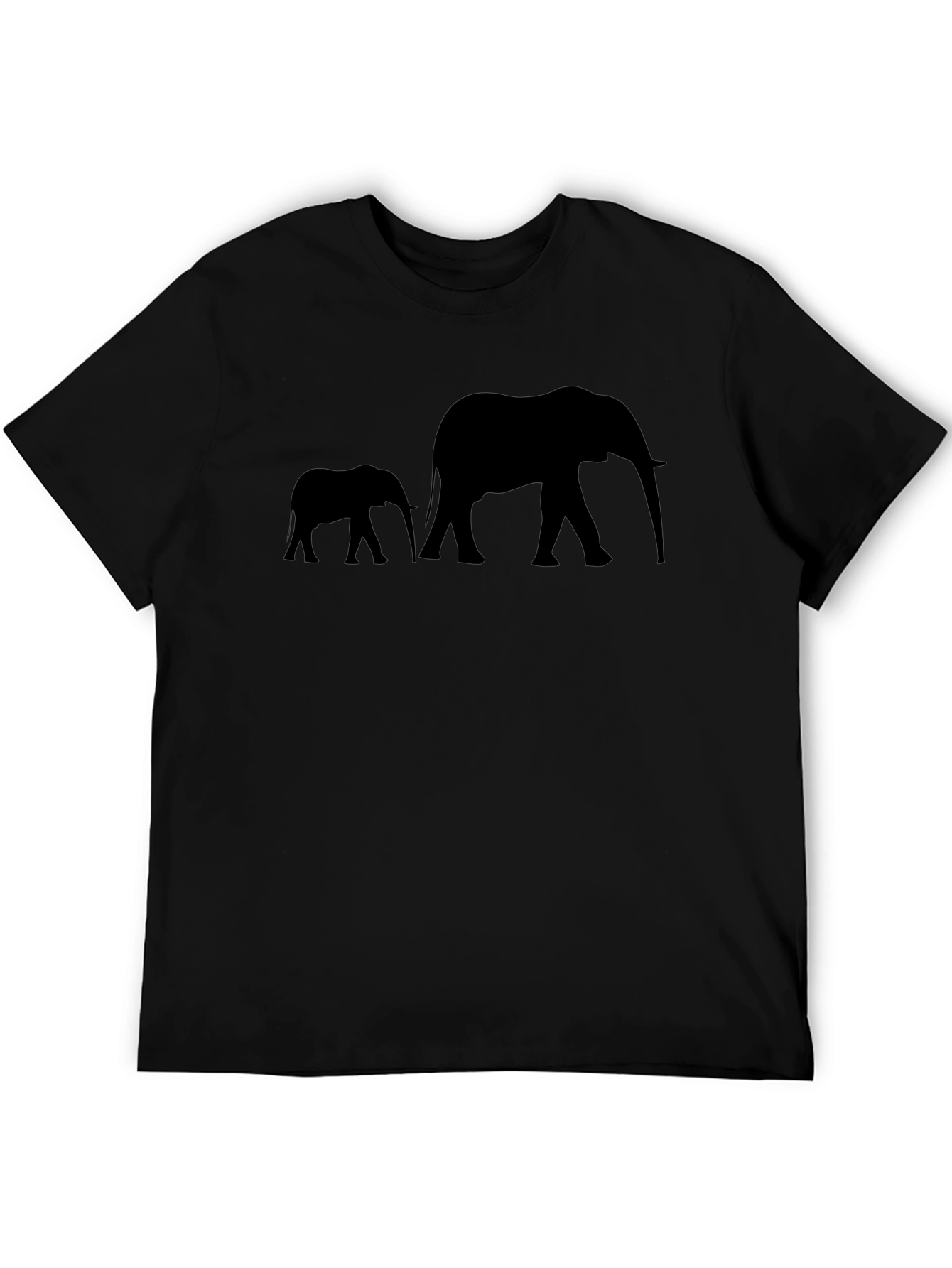 Elephant Silhouette Graphic Tee - Black