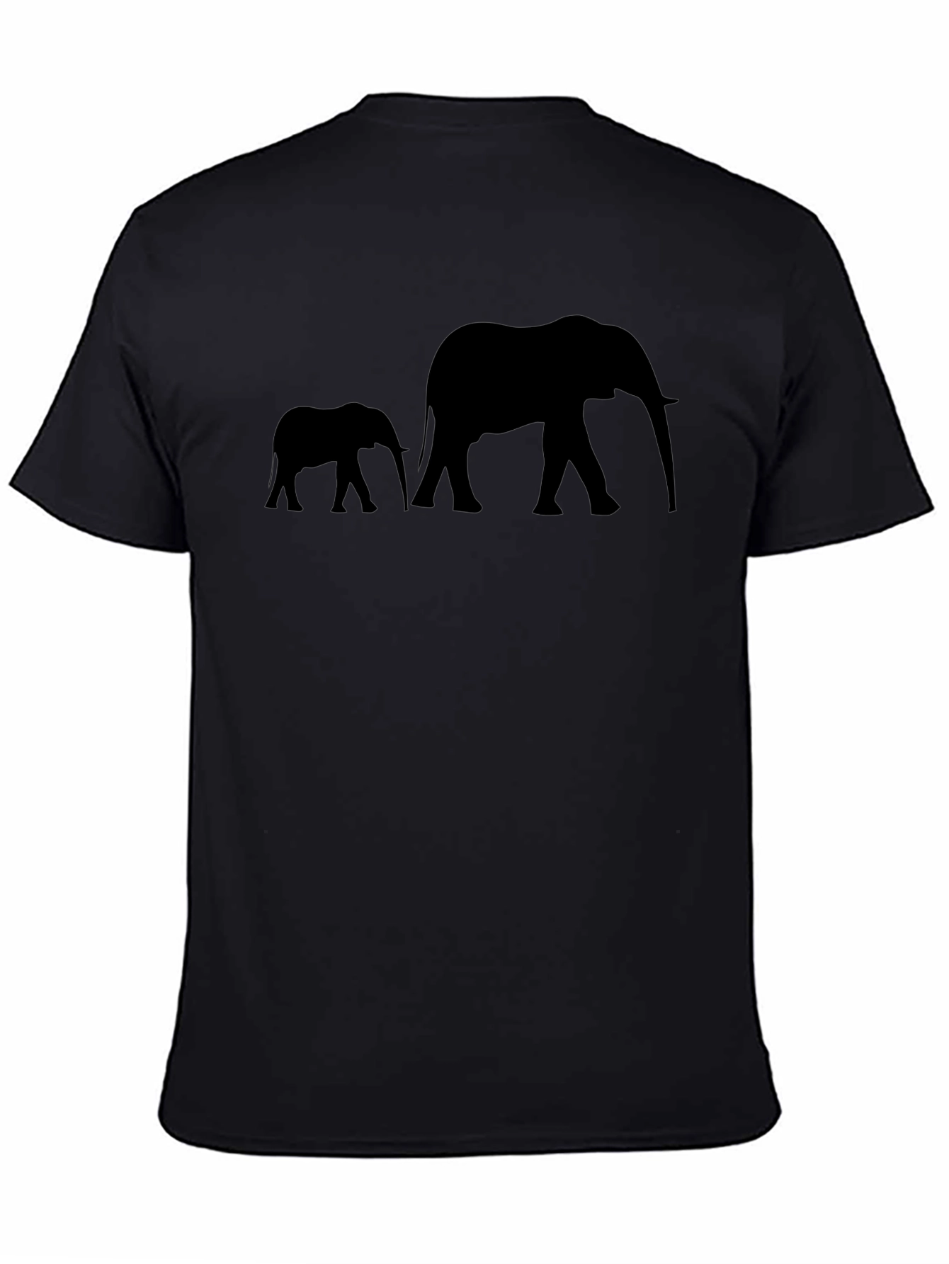 Elephant Silhouette Graphic Tee - Black