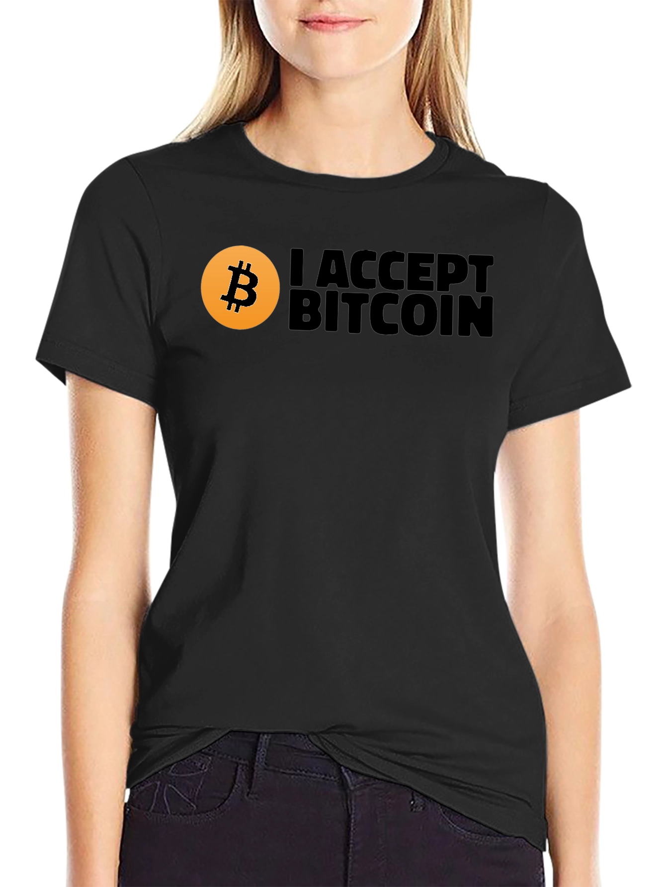 I Accept Bitcoin Black Graphic Tee
