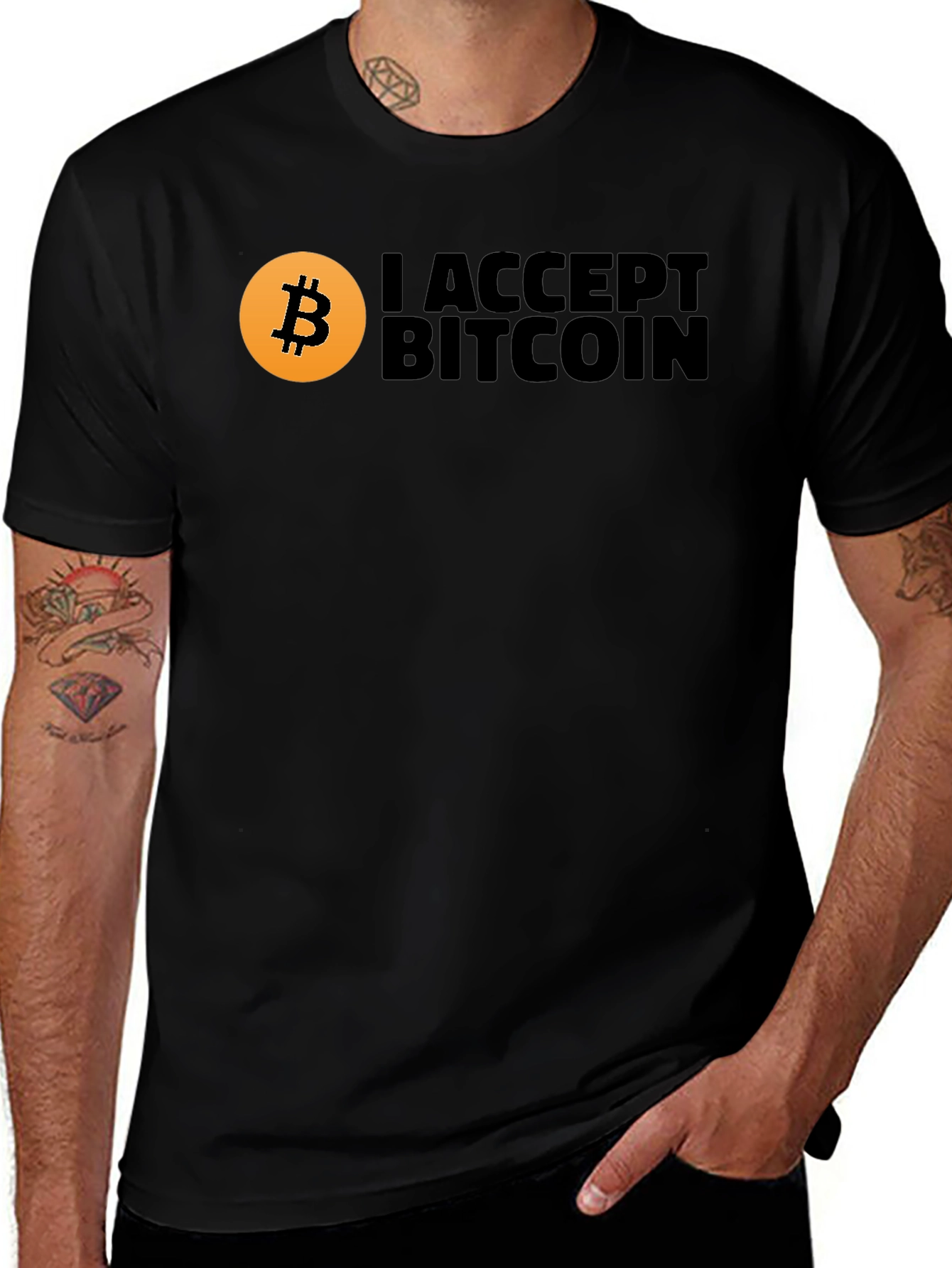 I Accept Bitcoin Black Graphic Tee