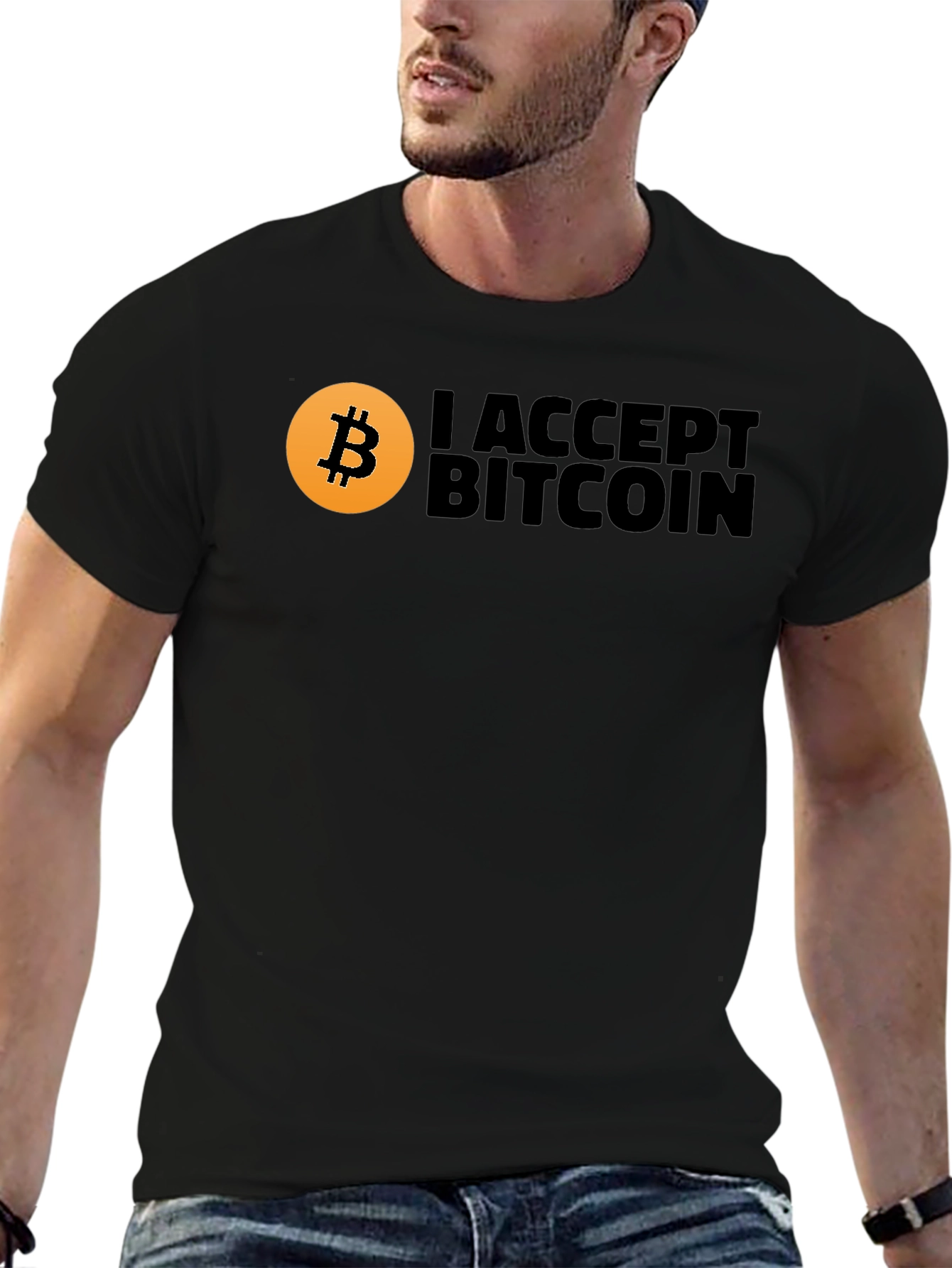 I Accept Bitcoin Black Graphic Tee