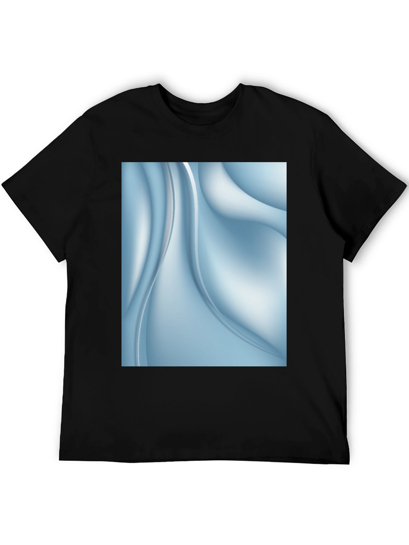 Abstract Blue Swirl Graphic Black T-Shirt