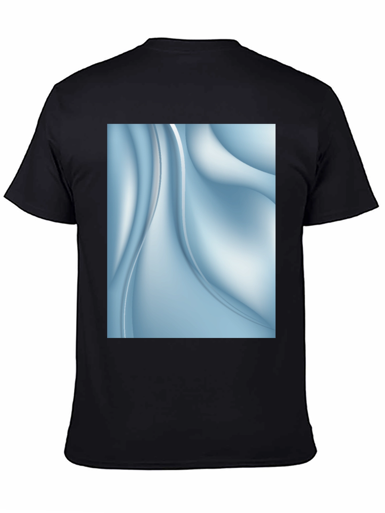 Abstract Blue Swirl Graphic Black T-Shirt
