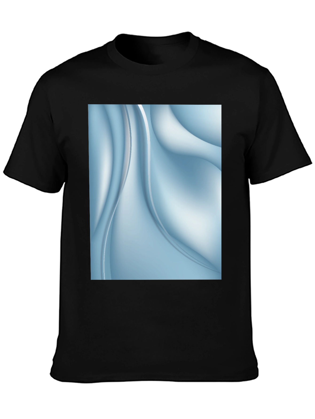 Abstract Blue Swirl Graphic Black T-Shirt