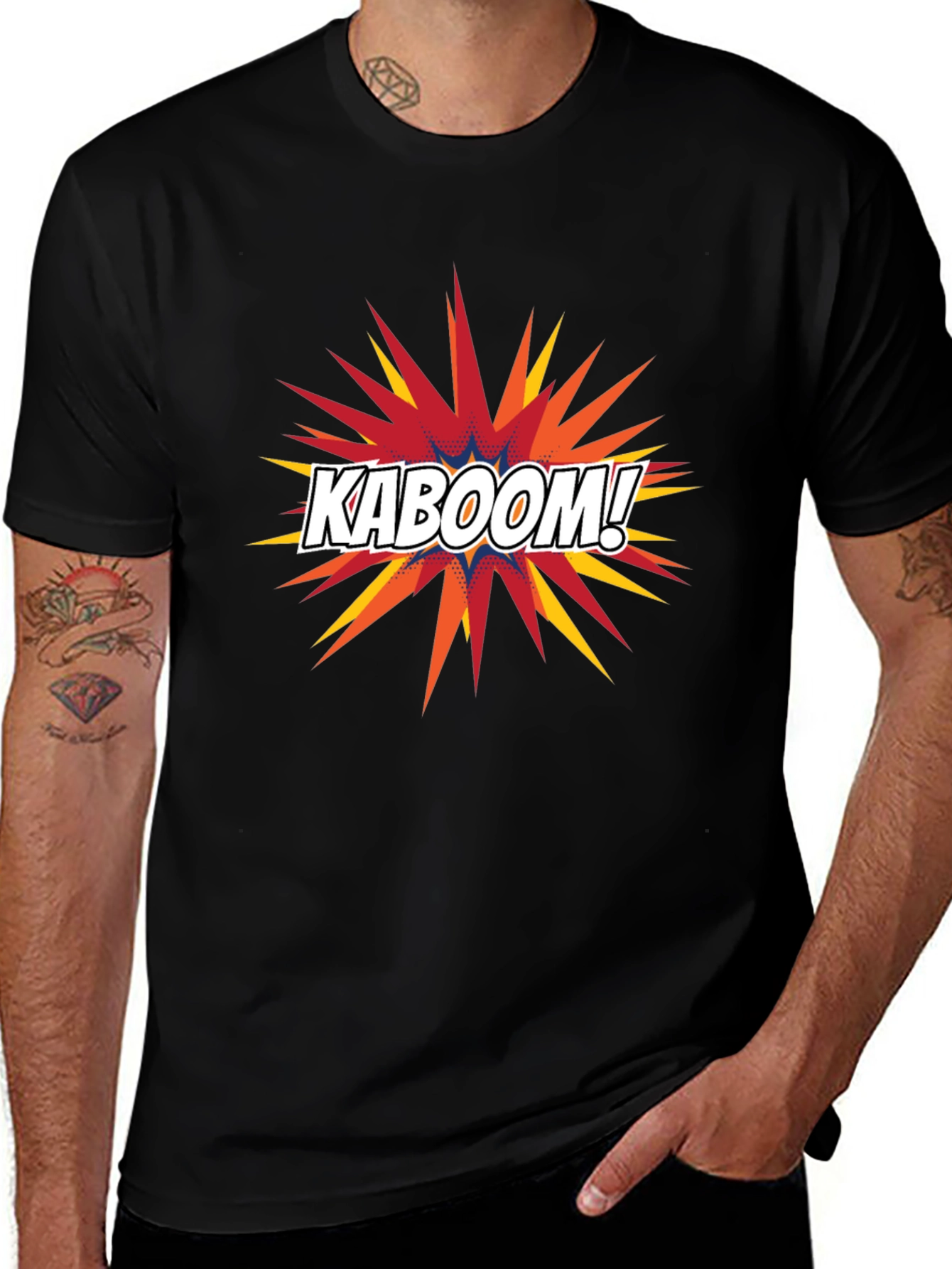 Kaboom Graphic Tee - Black Cotton Comfort Fit