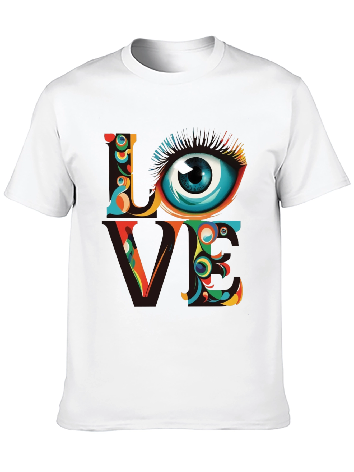 Psychedelic Love Eye Graphic Tee - Unique Art Shirt
