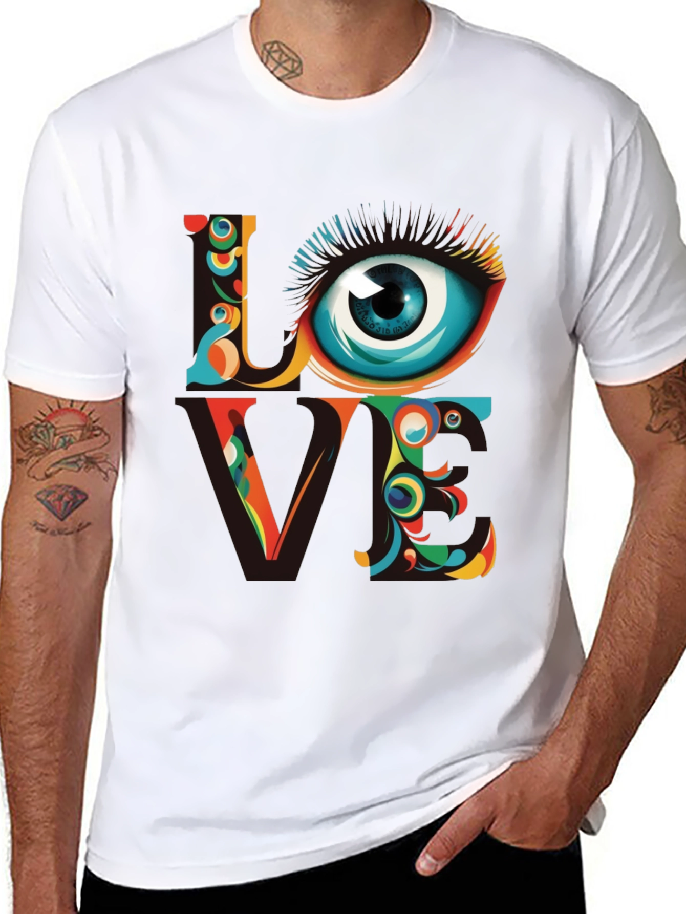 Psychedelic Love Eye Graphic Tee - Unique Art Shirt