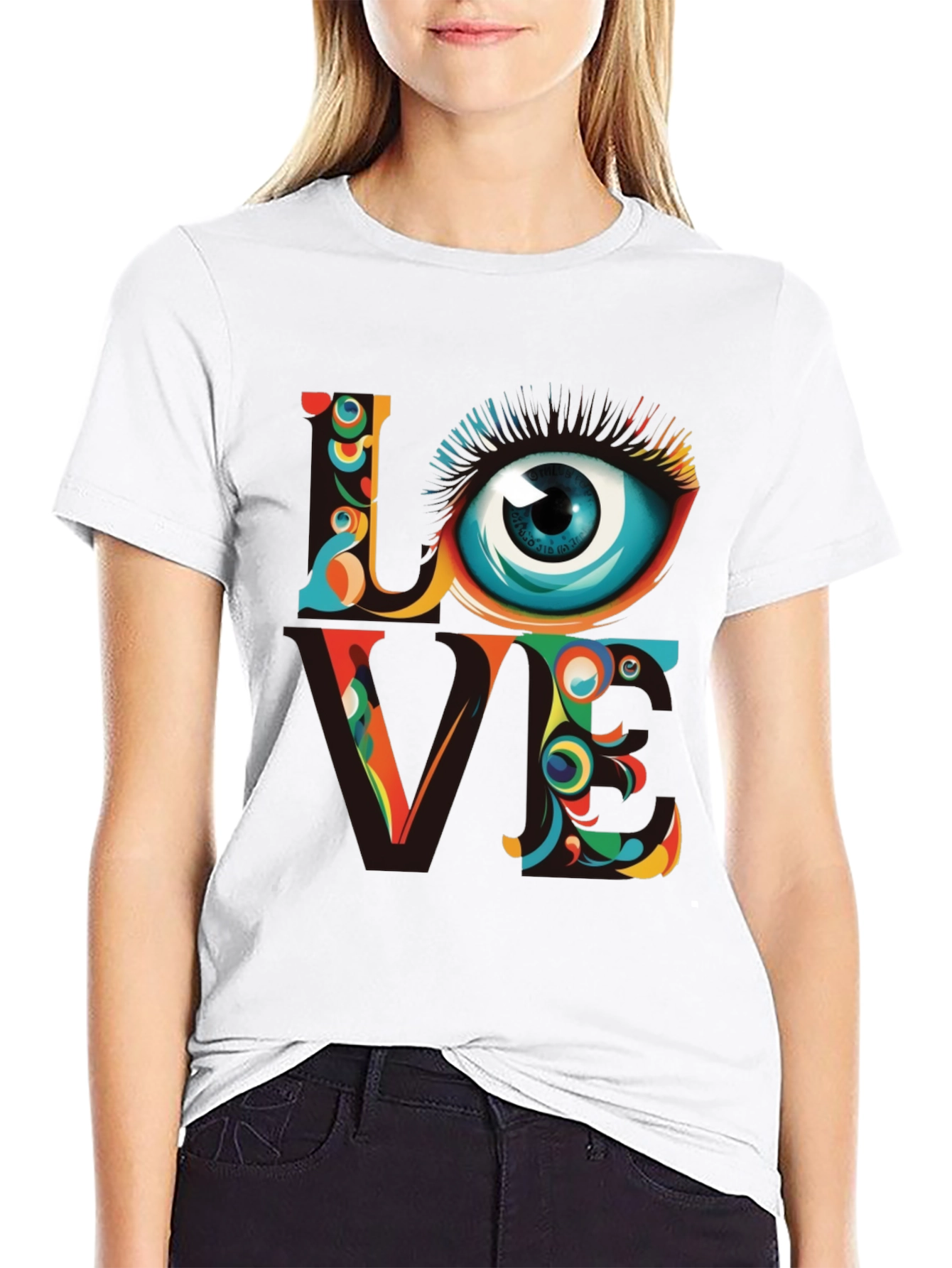 Psychedelic Love Eye Graphic Tee - Unique Art Shirt