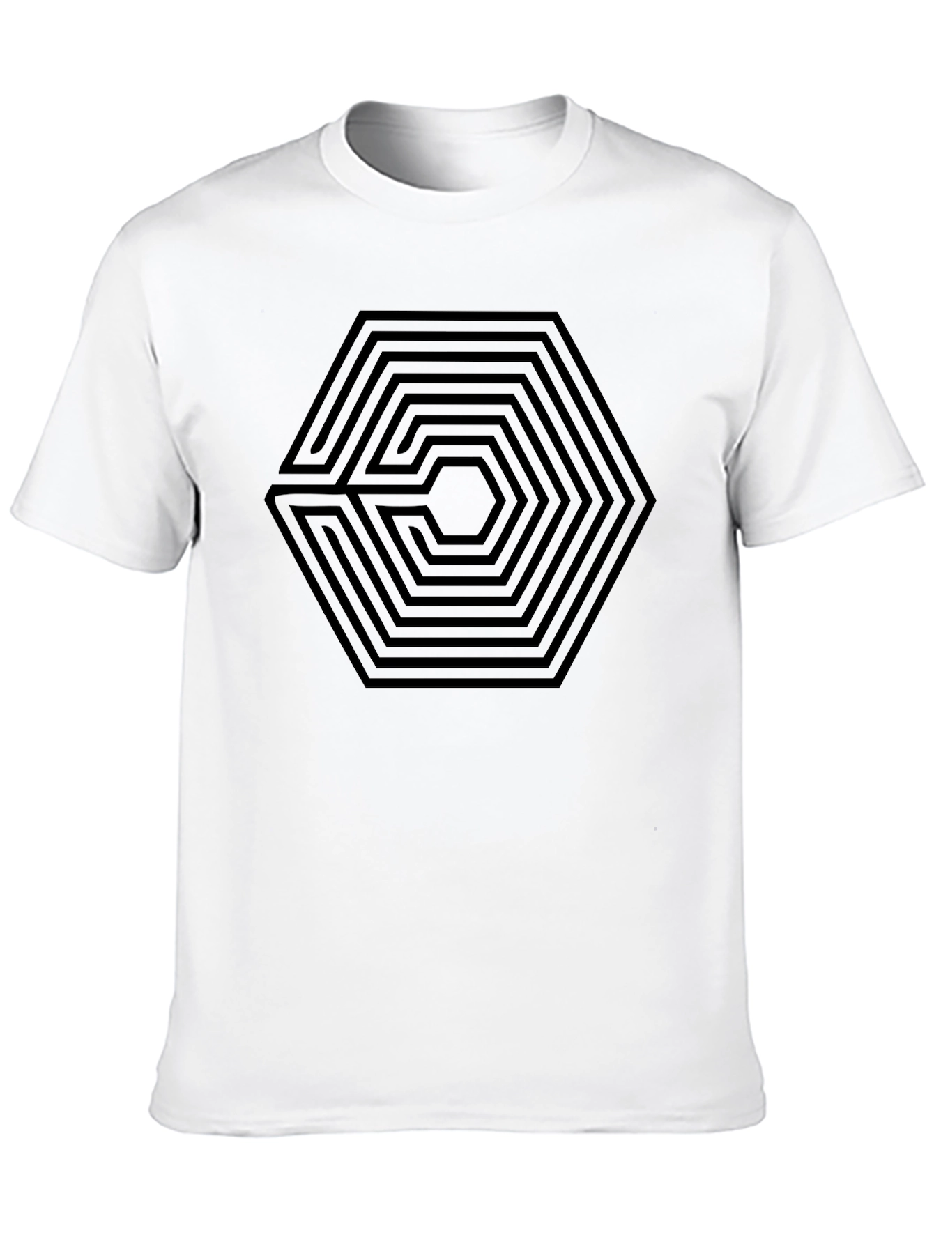 Hexagon Maze Graphic Tee - Black