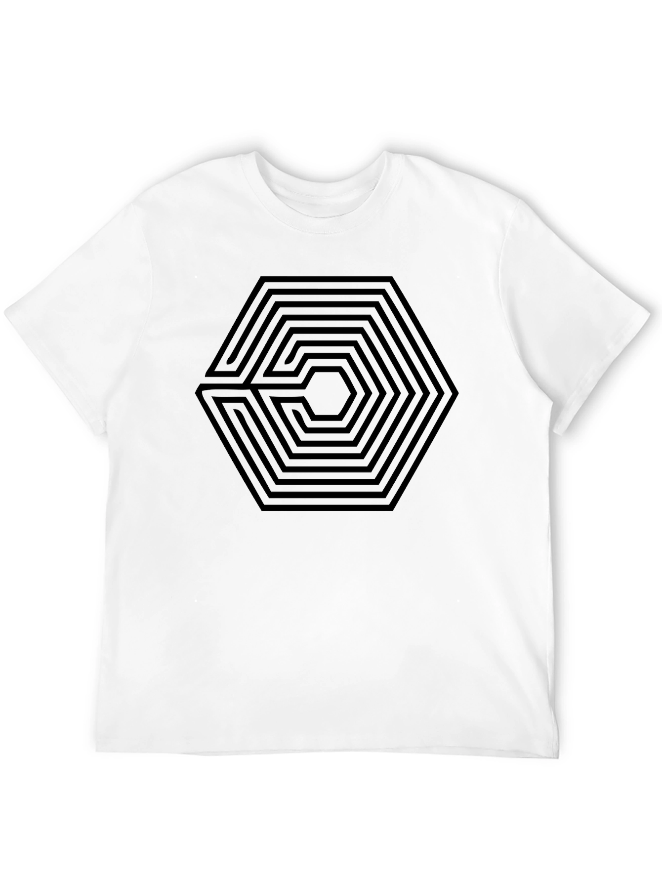 Hexagon Maze Graphic Tee - Black