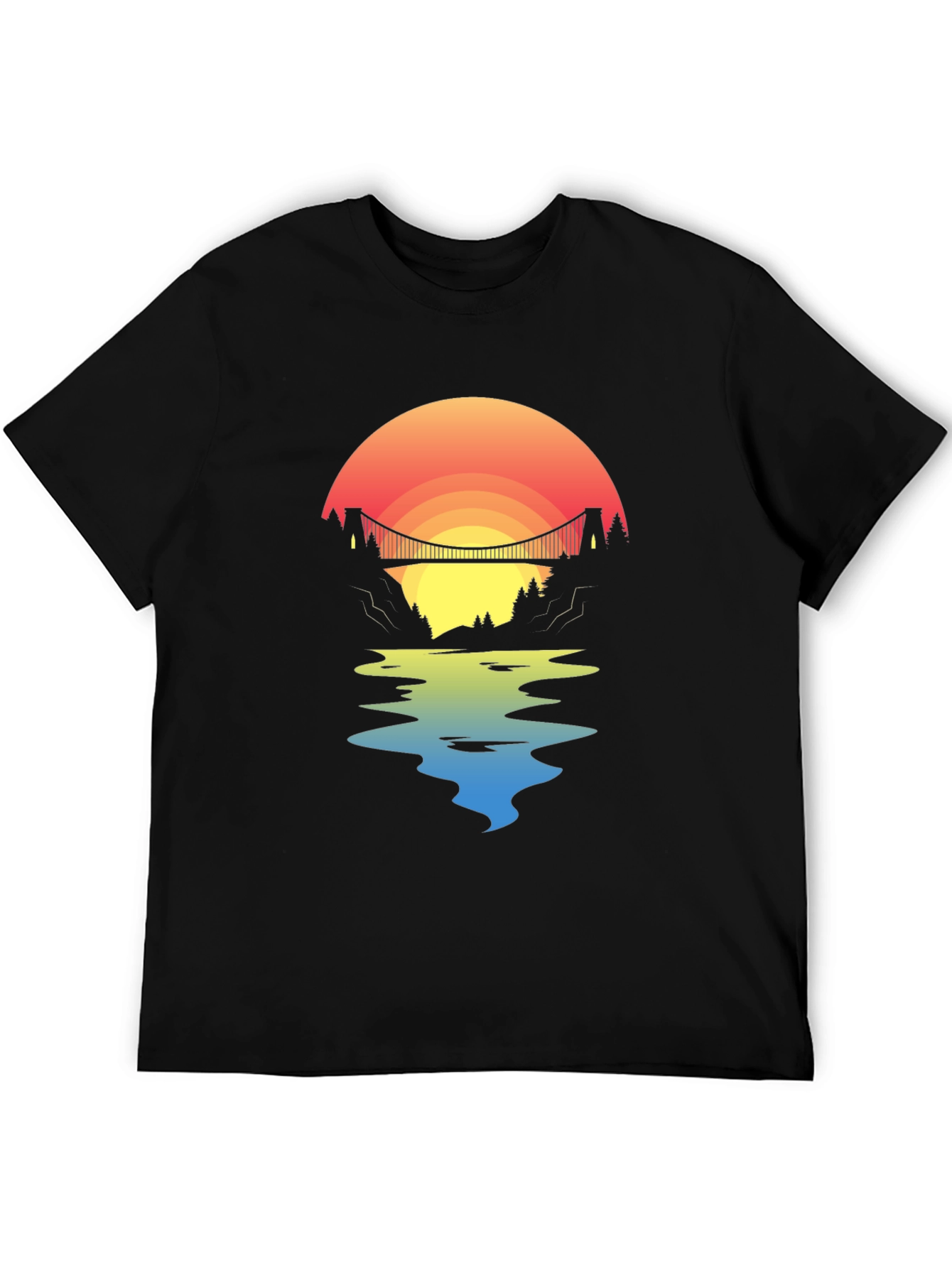 Sunset Bridge Graphic Tee - Black