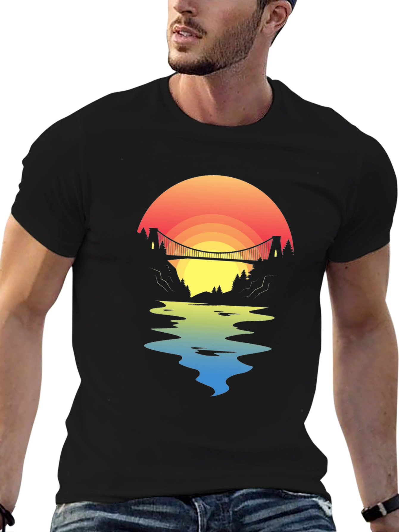 Sunset Bridge Graphic Tee - Black
