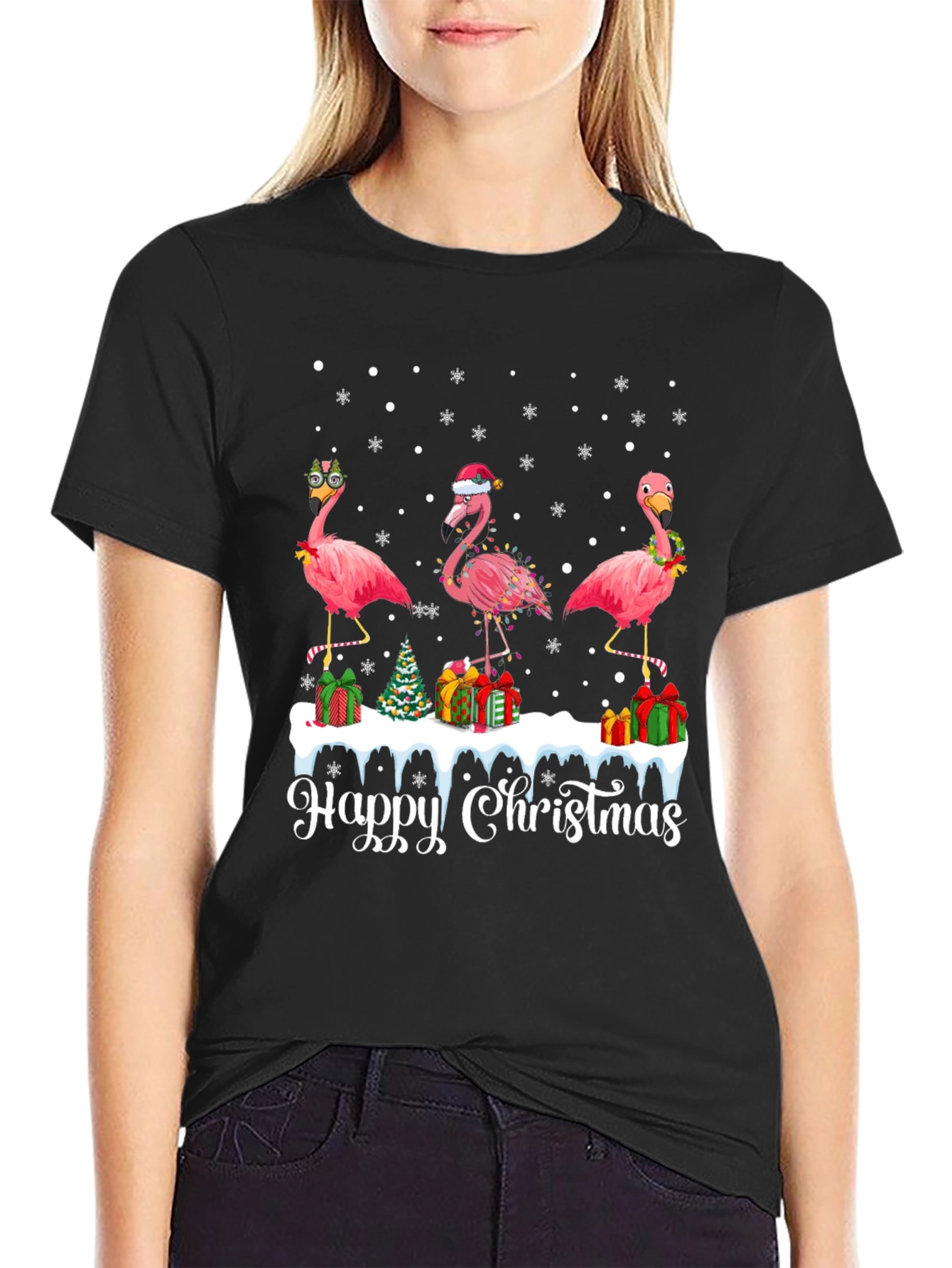 Festive Flamingo Christmas T-Shirt