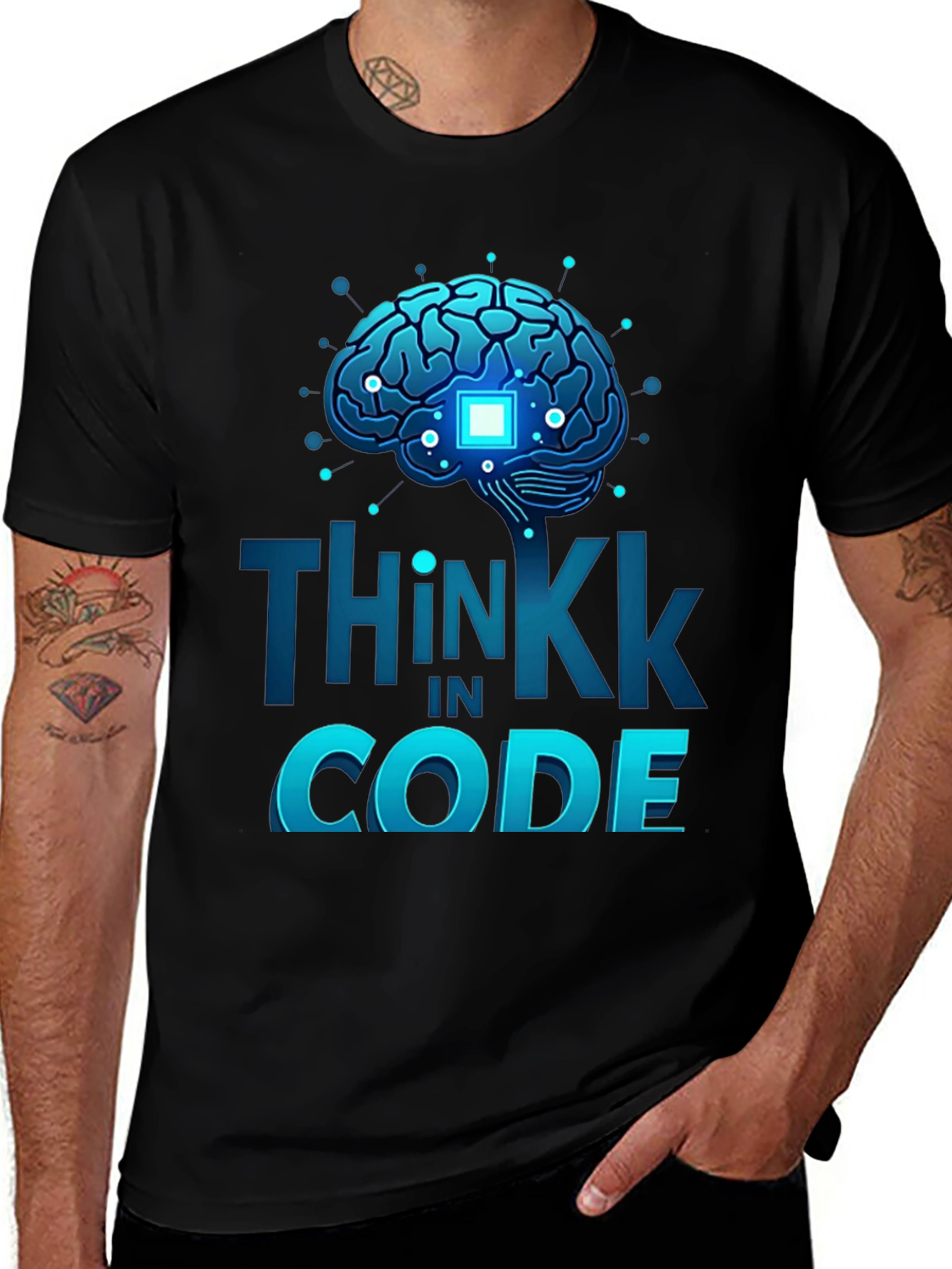 Think in Code Brain T-Shirt Programmer Tee
